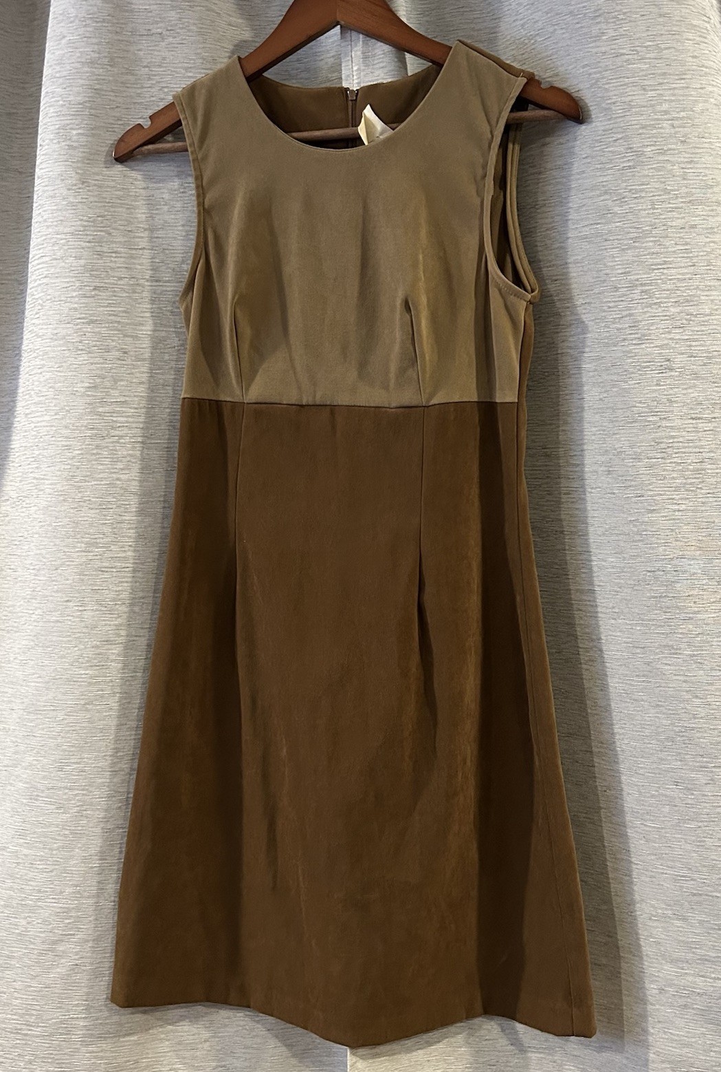 Vintage 80s Two Tone Brown Shift Dress Size 6