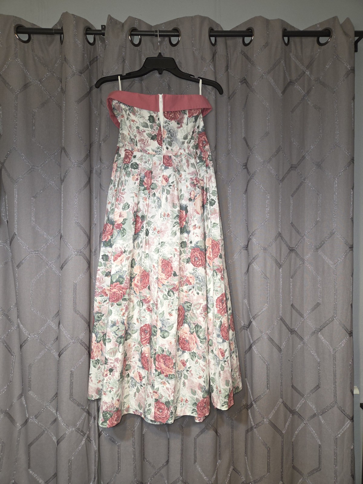 Vintage Laura Ashley Strapless Rose Print Dress 10