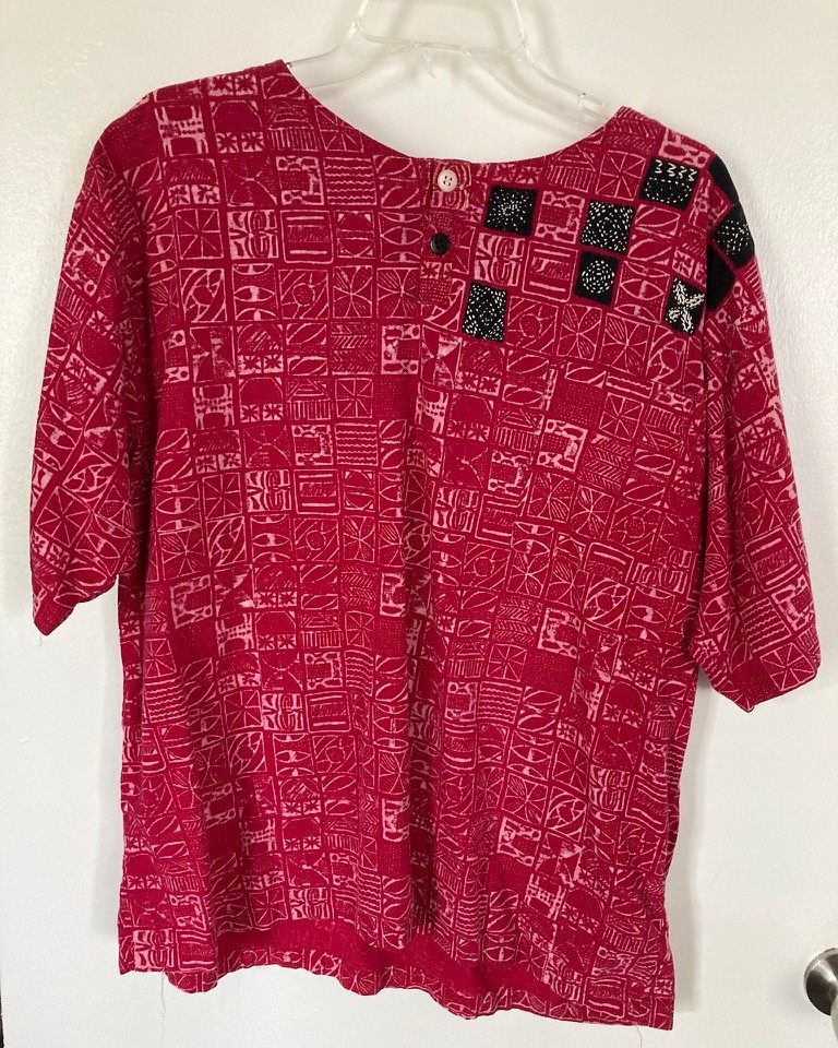 Vintage MarketPlace: Handwork of India batik top red black embroidery ML