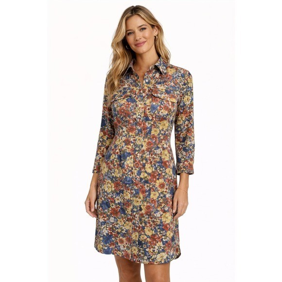 Vintage Tommy Hilfiger Floral Shirtdress Size 10