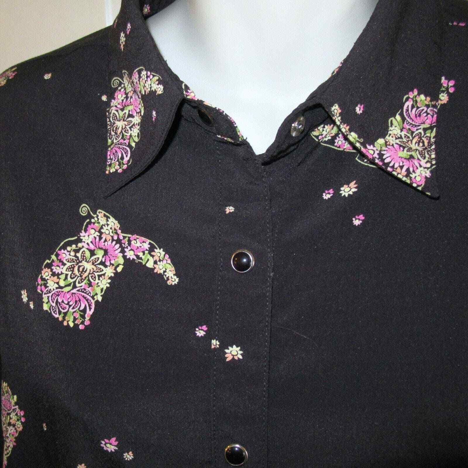 Vintage Wrangler Western Wear Rodeo Cowboy Boot Snap Button Woman s Blouse Large