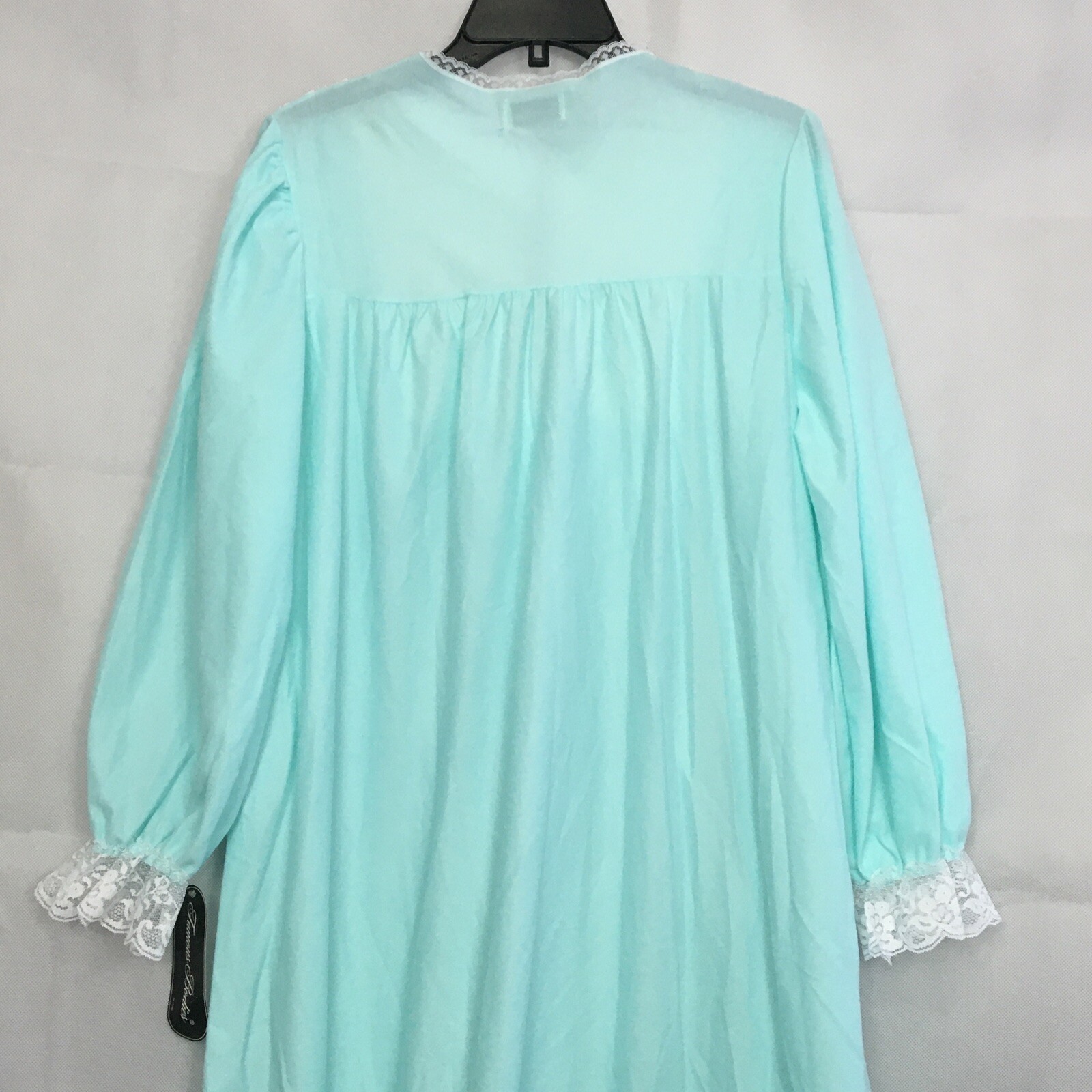 Vintage Famous Bodies Long Nightgown Lace Size M 12-14 USA NWT NOS Teal Modest
