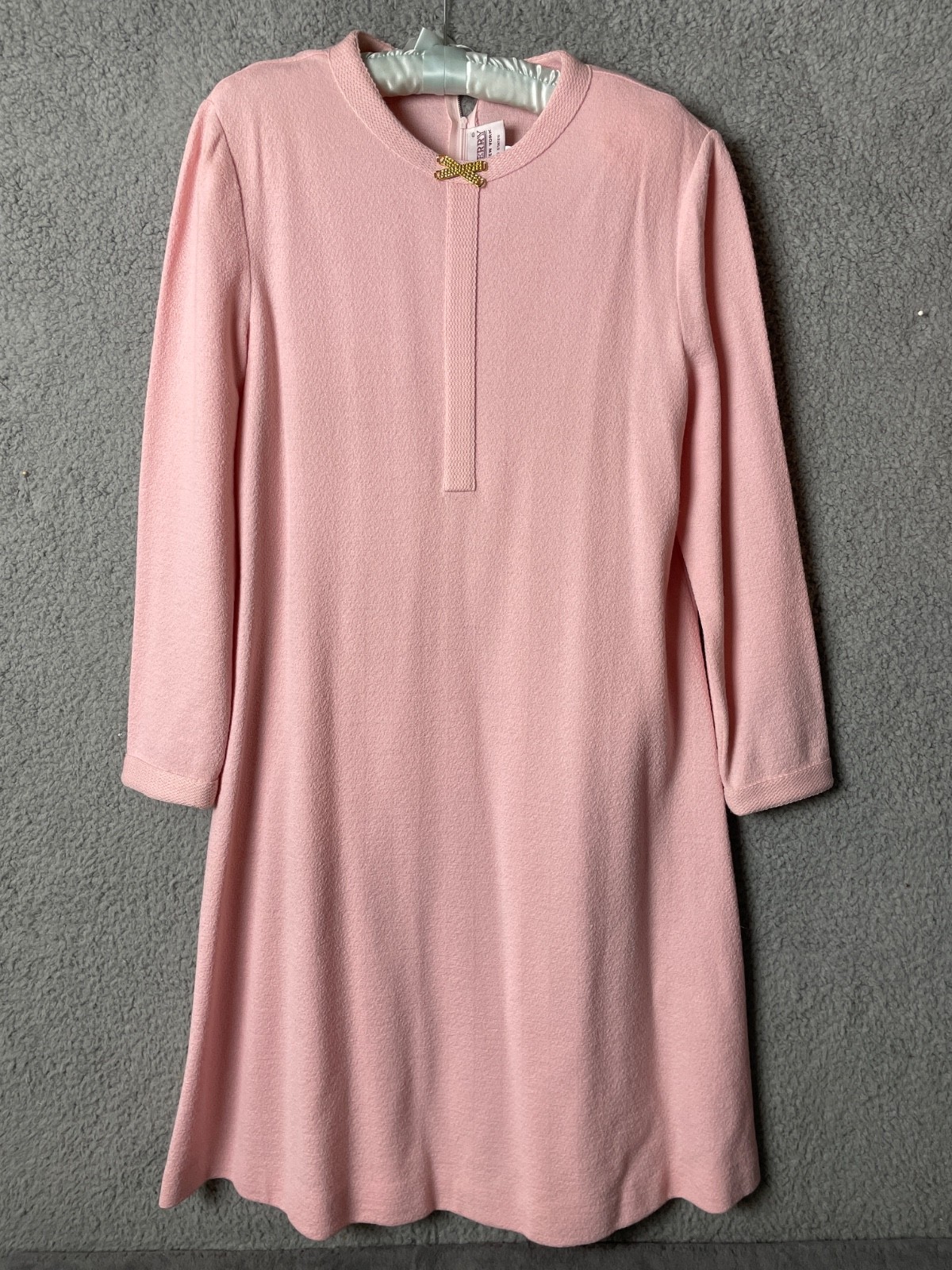VTG Castleberry Shift Dress Womens 12 Pink Knit Country Club Old Money 80s