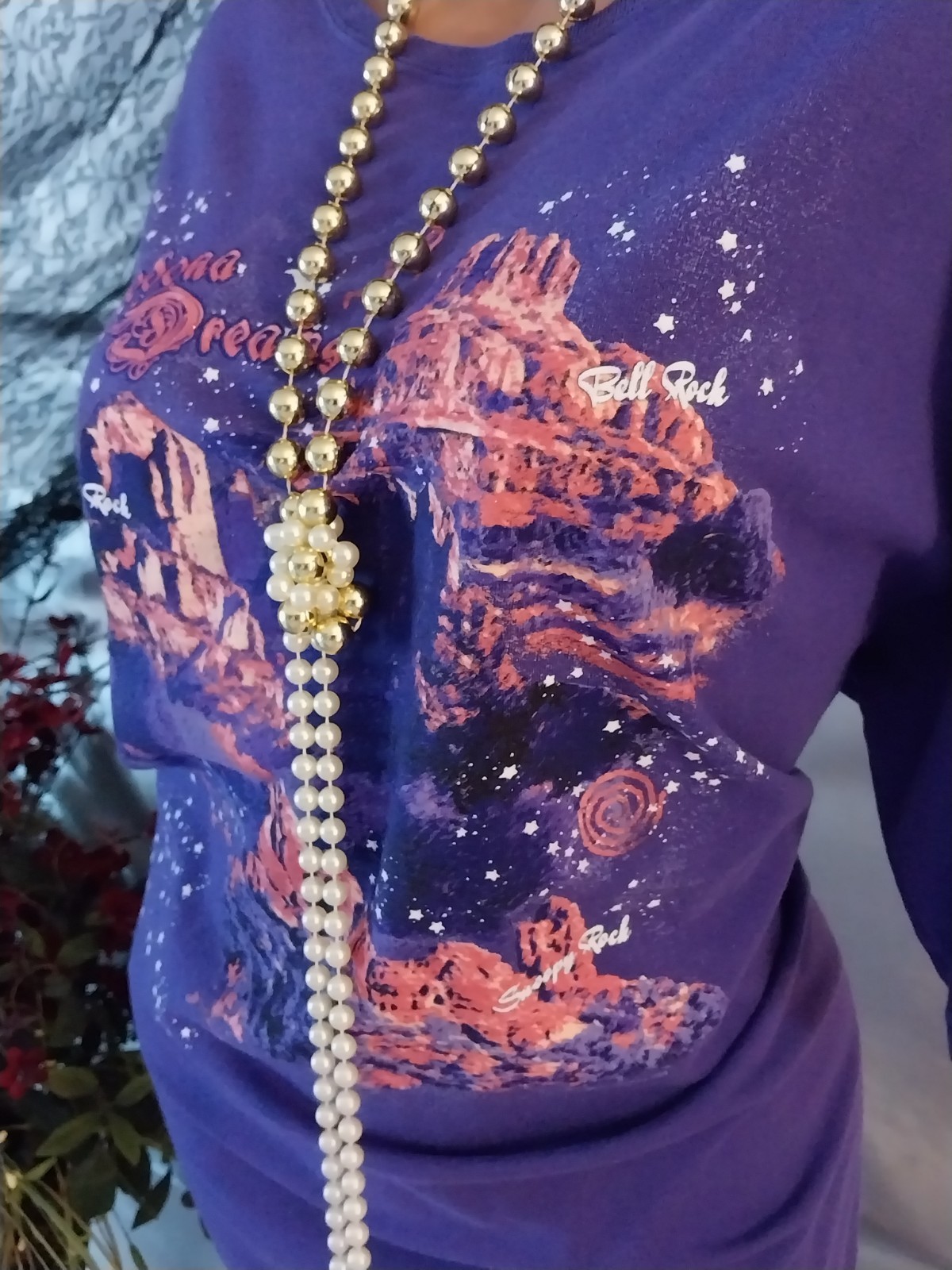 VTG SEDONA AZ SLEEP NIGHT NITE SHIRT ORGANIC COTTON PURPLE RED ROCK MOUNTAINS 50