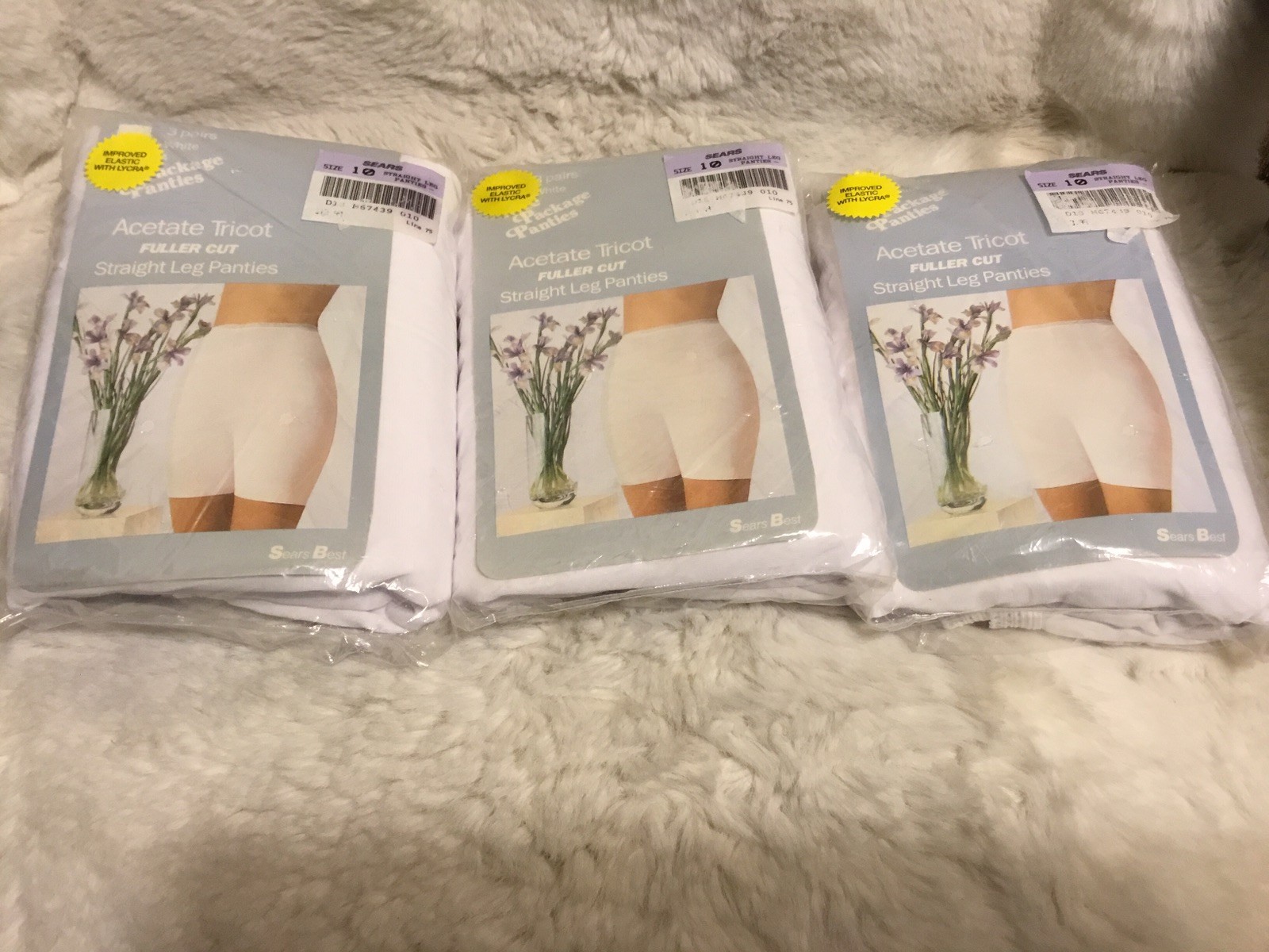 Vintage Woman’s Underwear Sears Panties Acetate Tricot Straight ￼Leg Set Of 3pkg