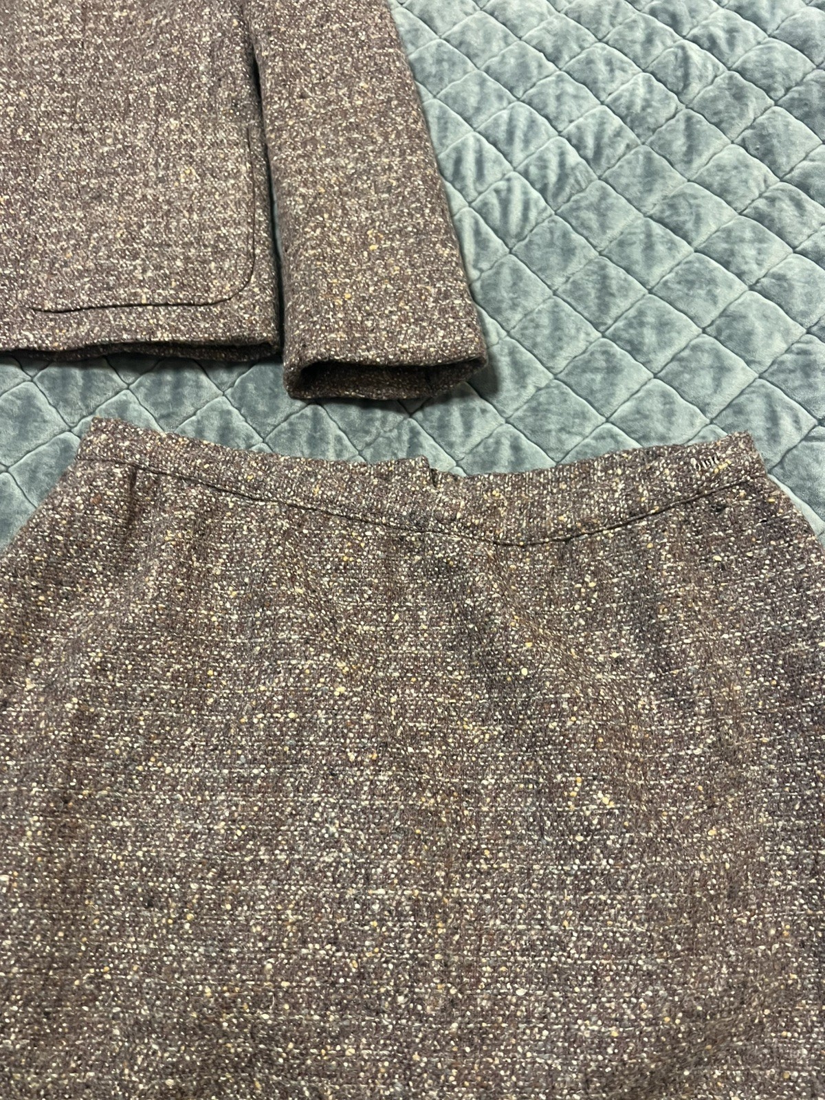 Vintage 1970s Rust and Brown Wool Tweed 2 Piece Skirt Jacket Suit MRM Originals