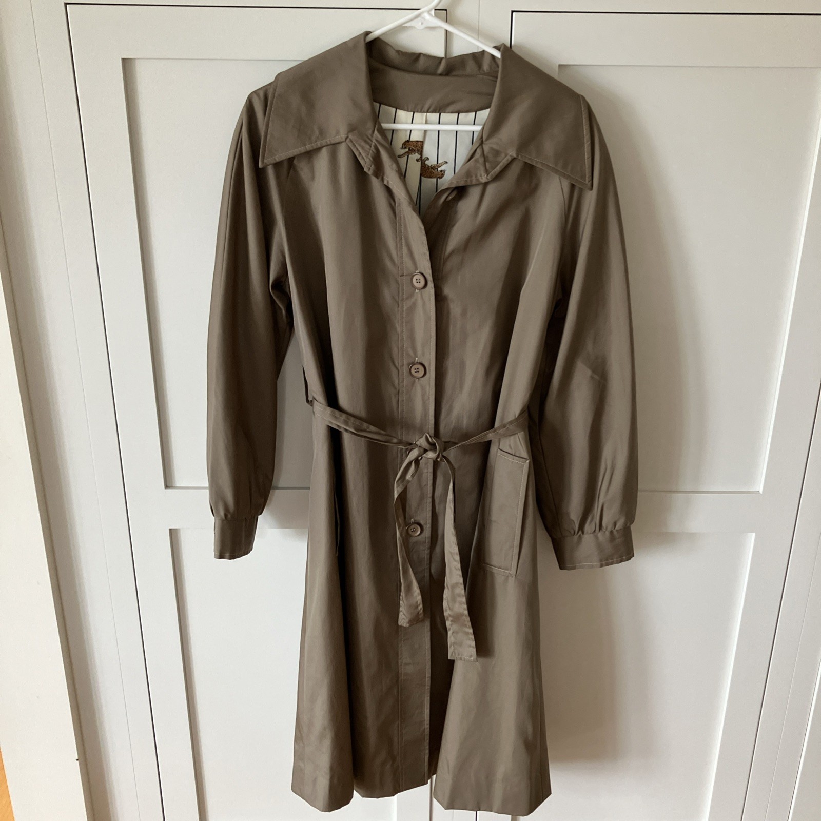 VTG RainCheetahs Trench Coat, Lightweight, Khaki Tan, Size 12, Pockets, Rain
