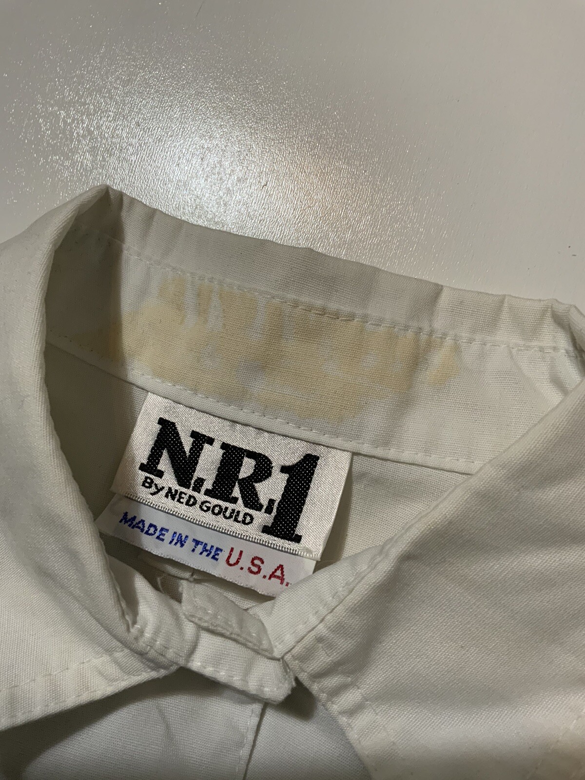 Vintage 70s 80s N.R.1 By Ned Gould Retro White Button Front S/S Shirt Sz. 6