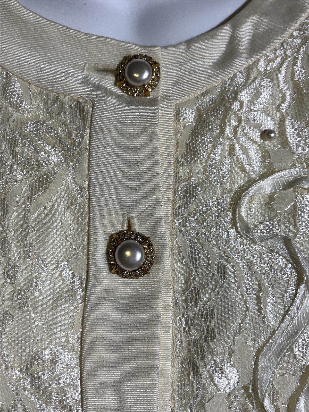 Vintage Nuit Union Made Cream Embroidered Pleated Evening Skirt Jacket Sz 12