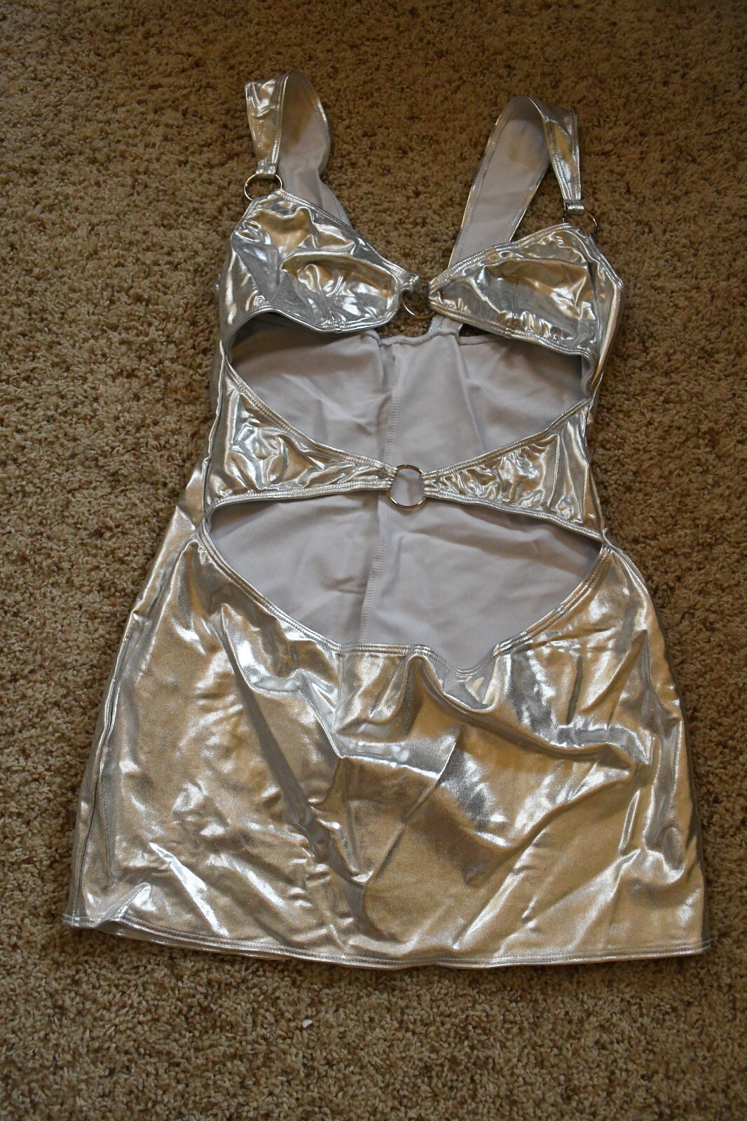 VINTAGE 1990’S METALLIC SILVER DANCER DRESS WICKED TEMPTATIONS M/L