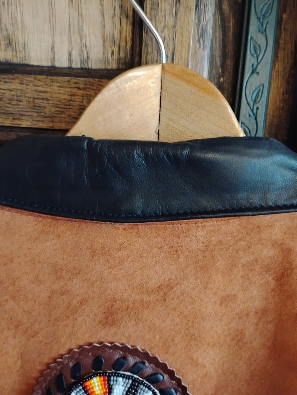 Lariat Leather Coat Fringed Beaded Southwest Suede Made in USA Sz X-largeVintage