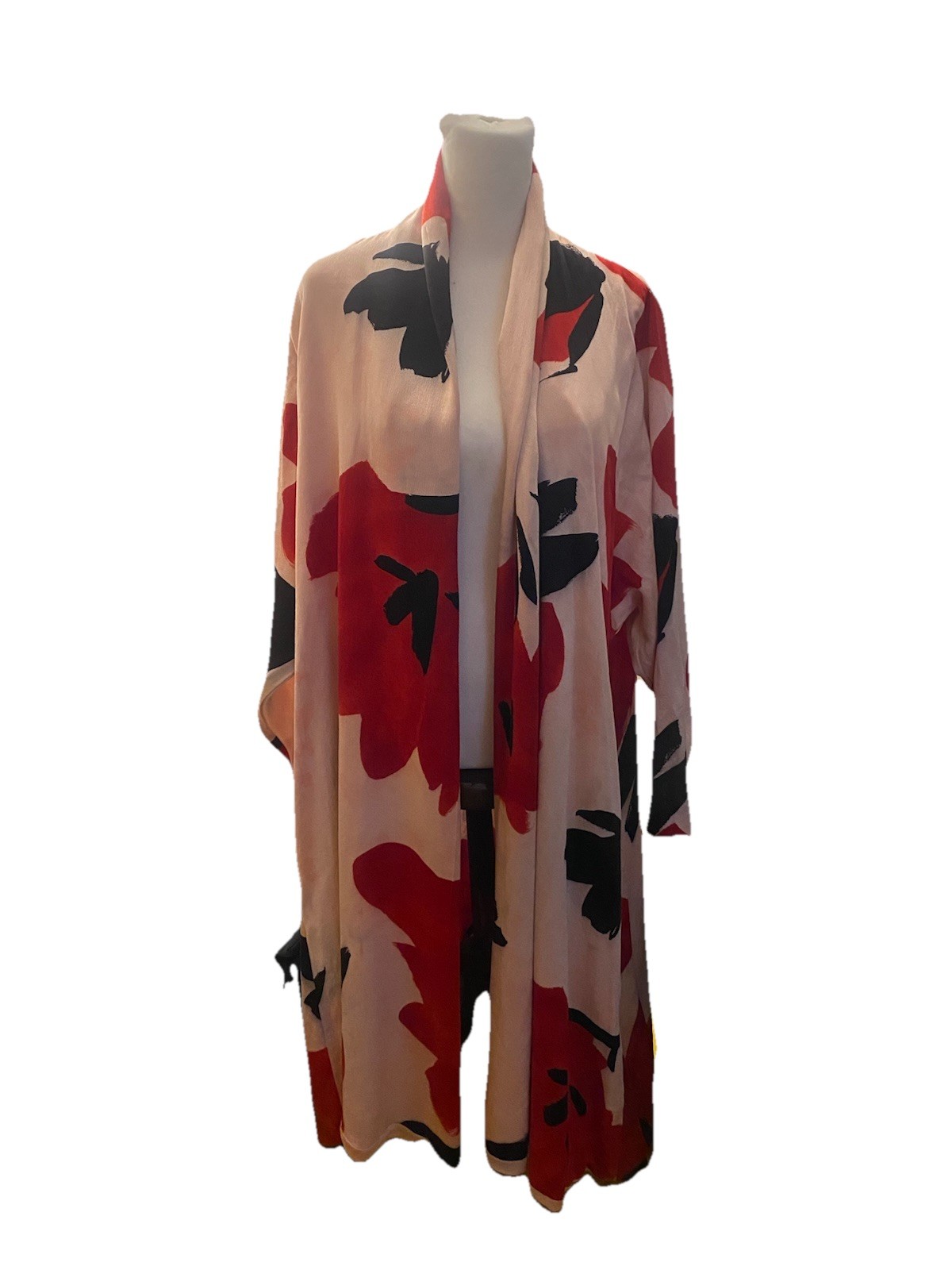 Vintage 80’s USA Pure SILK Voluminous Donna Karan Bold Floral Jacket Kimono