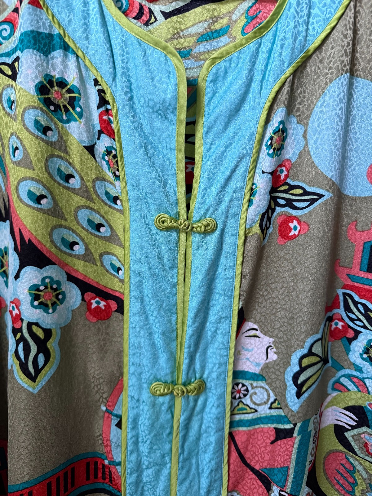 Vintage Bob Mackie 100% Silk Wearable Art Kimono Jacket Asian Print Large Top