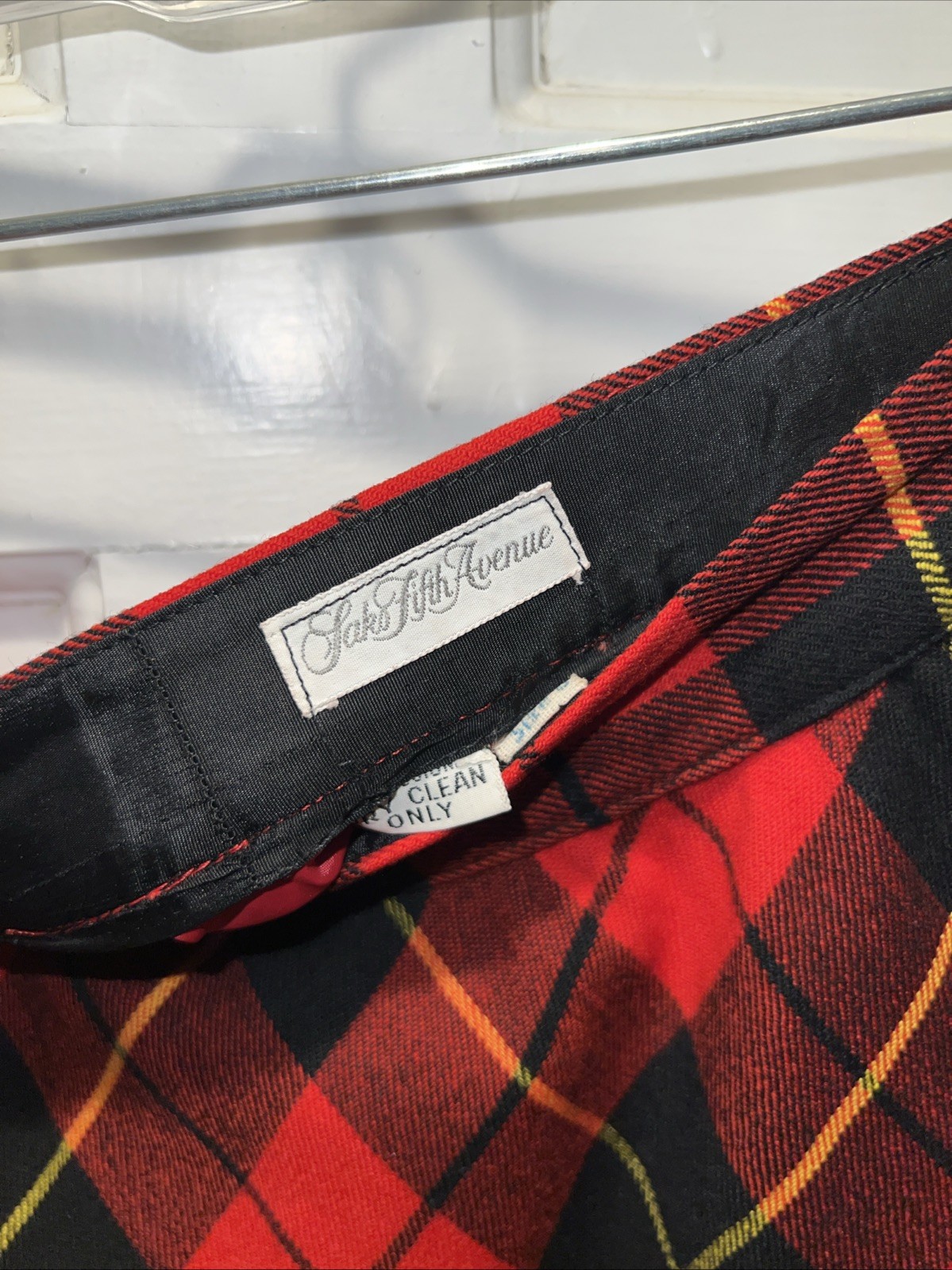Saks fifth Avenue Vintage red diagonal plaid wool blend S kirt FULL a line 6
