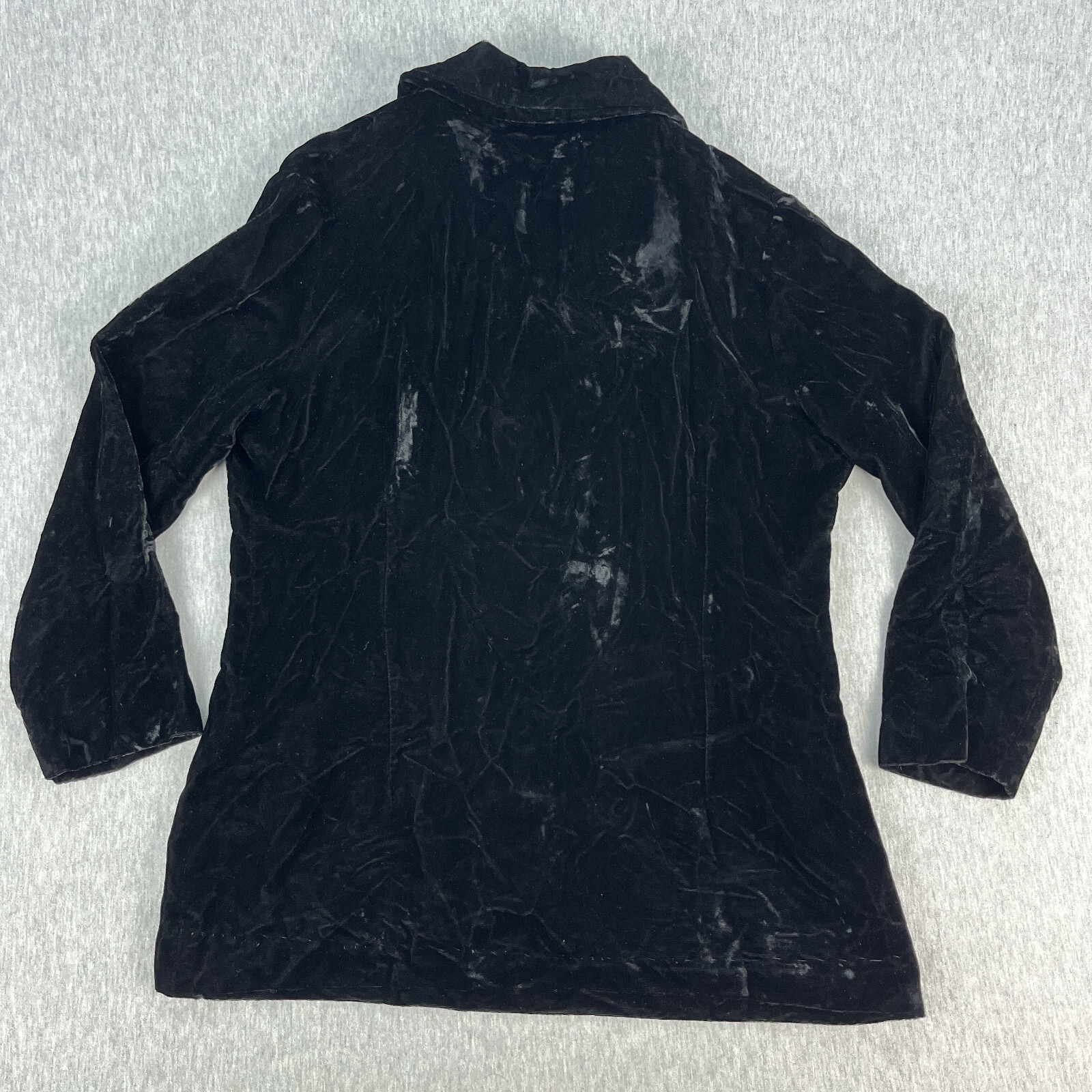 True Vintage Crushed Velvet Blazer Top Womens M/L Black Goth Dark Academia 60s