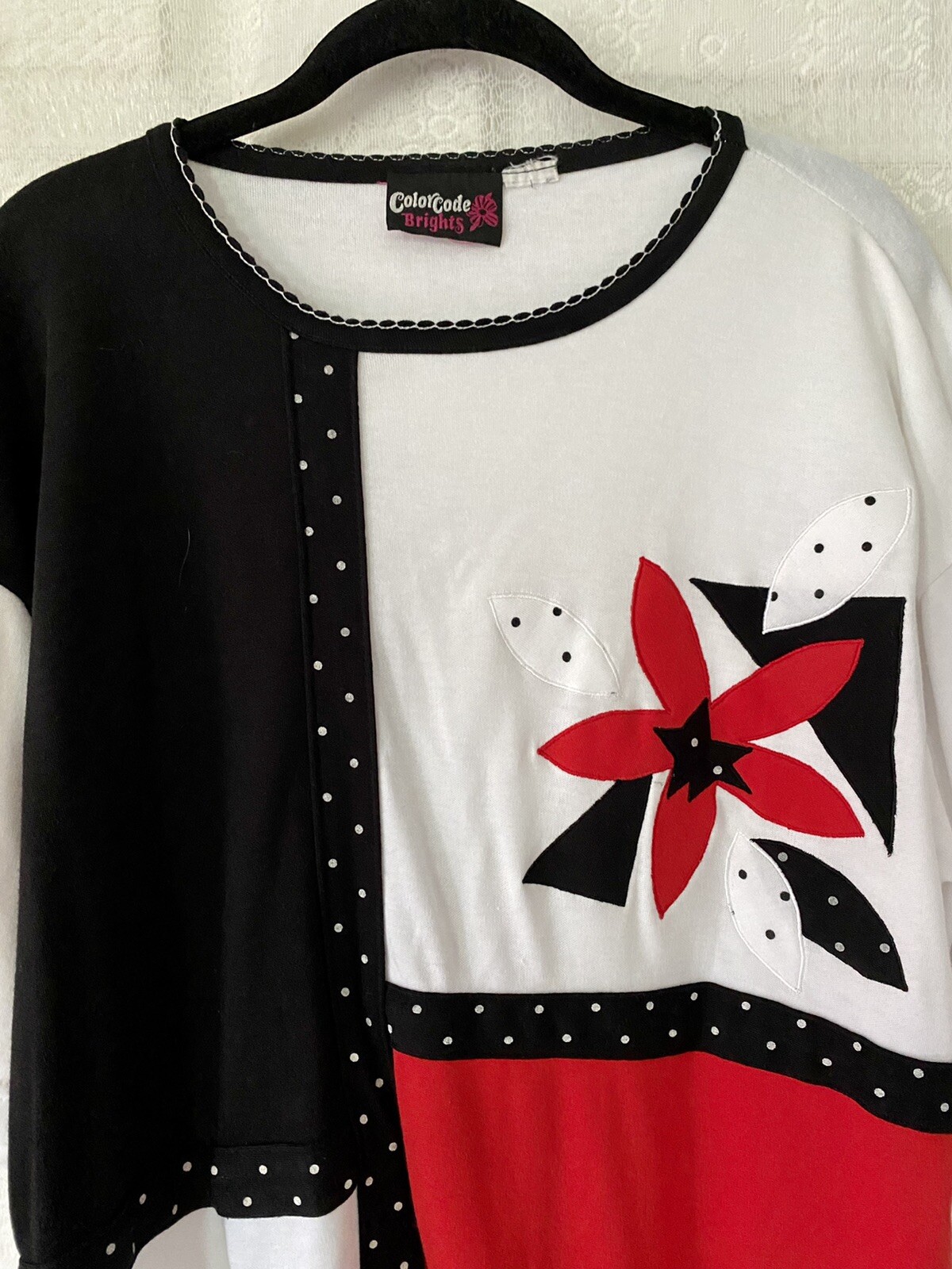 Vintage Colorcode Brights Color Block Short Sleeve Knit Top Plus 4X Hong Kong