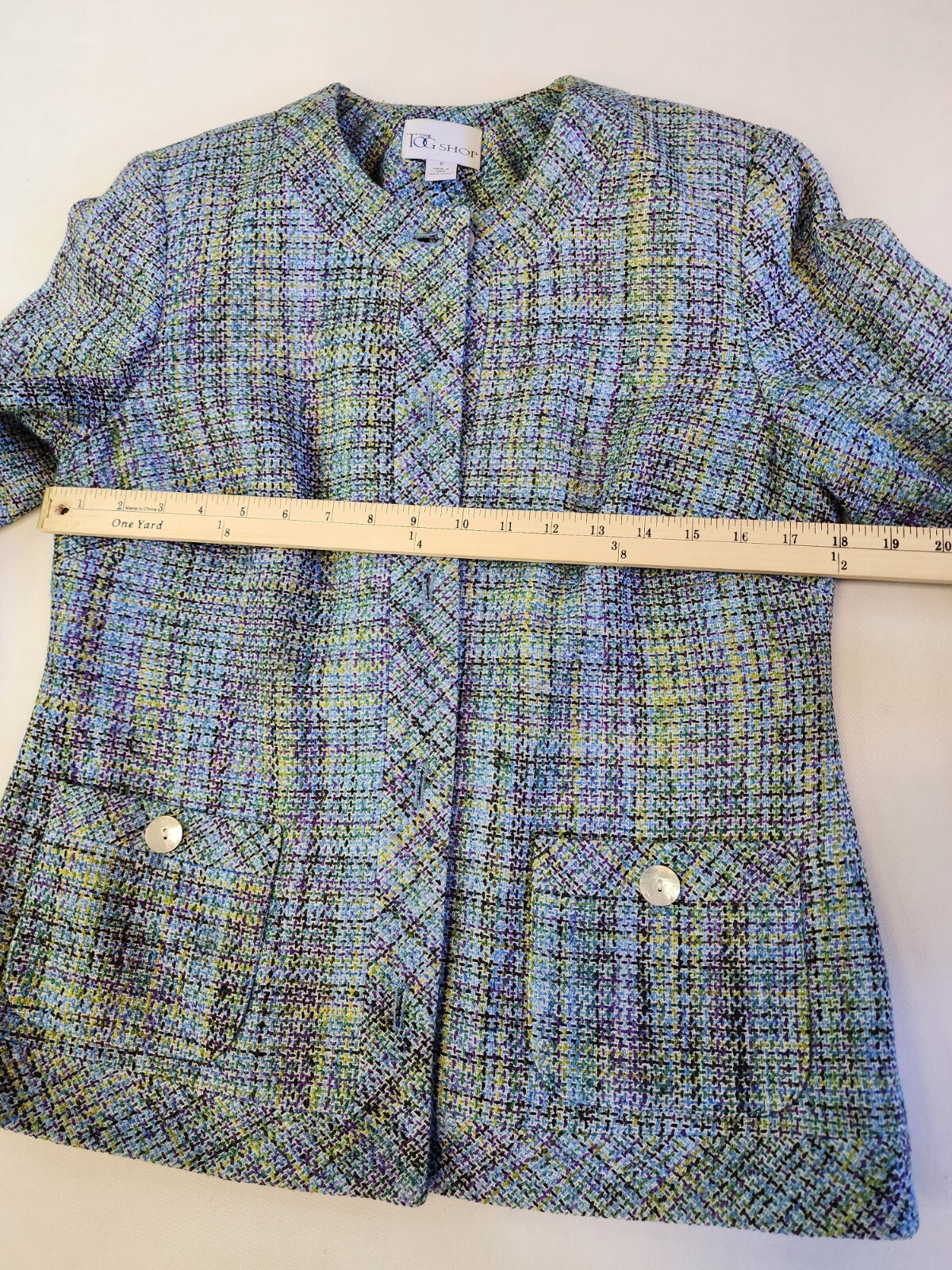 The TOG Shop Women 6 Tweed Multicolor Knit Pockets Mock Collar Office NWOT