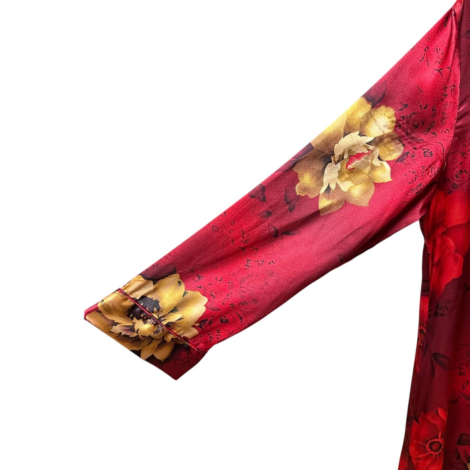 Vintage Inner Most Nightgown & Robe Red Floral Long Classic Romantic Feminine M