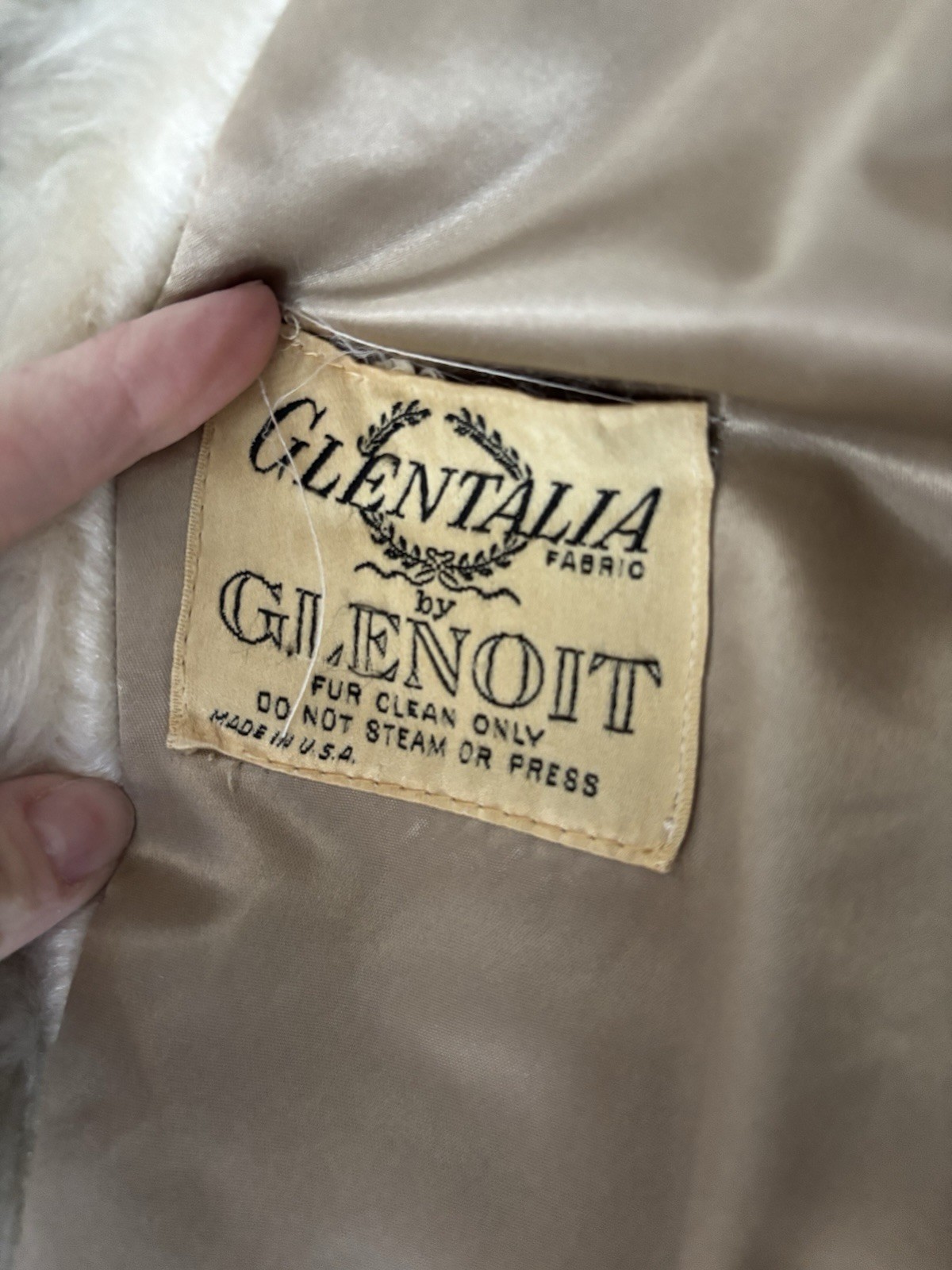 Vintage Glenoit Fur Coat Gray Beige Double Breasted Women’s Regular