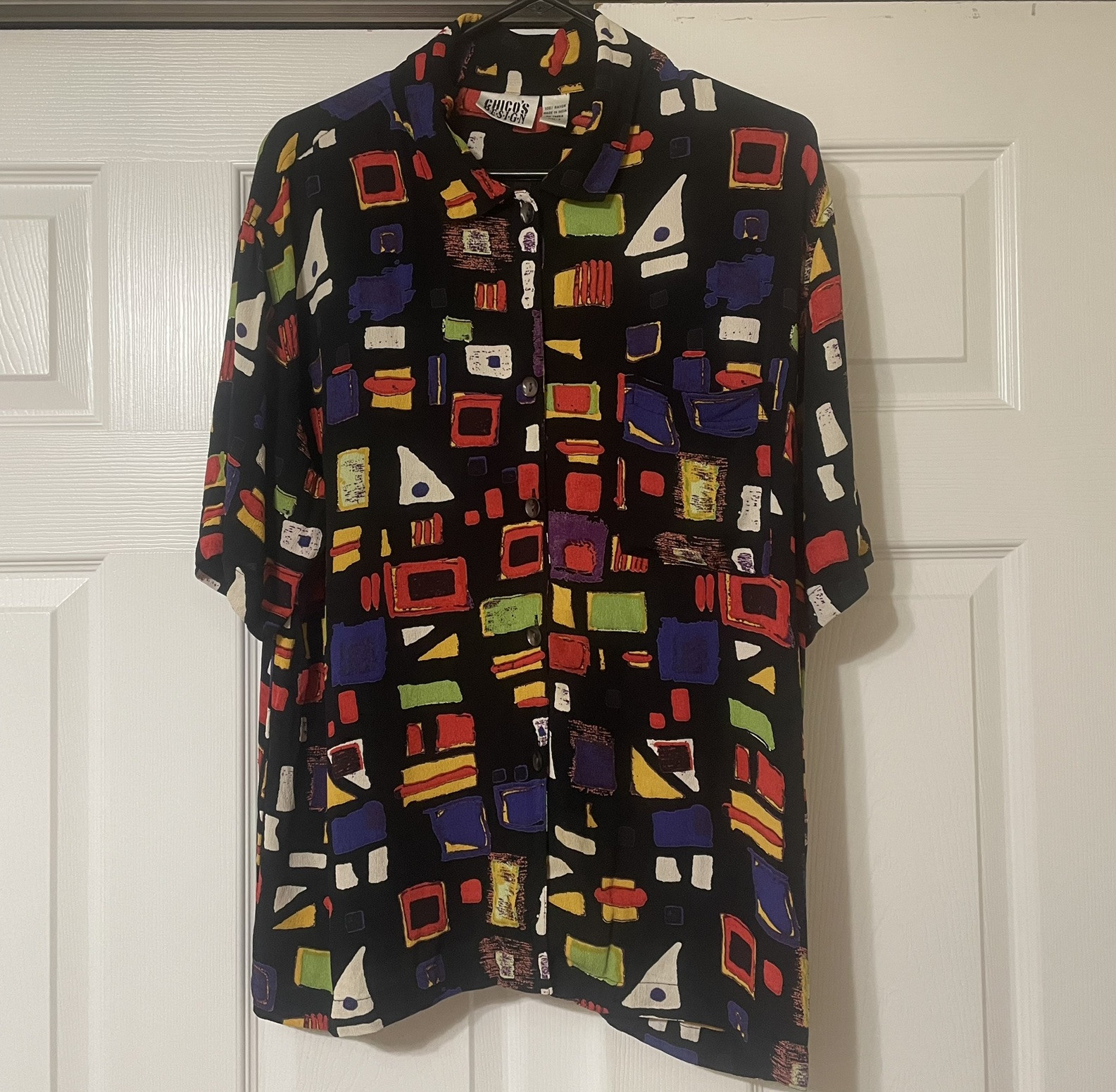 Vintage Chico’s Design 1990s Y2K Geometric Shirt Size 2