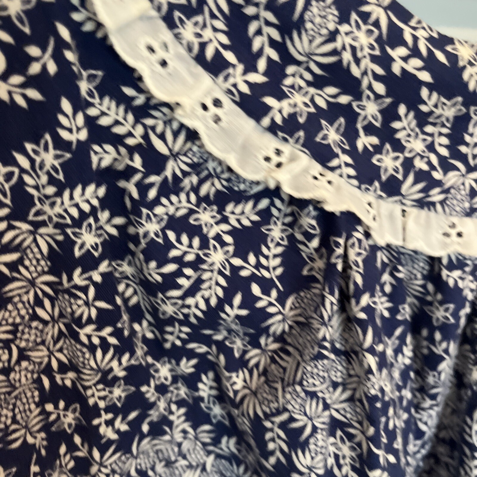 Vintage Waltah Clarke’s Hawaiian maxi dress Navy Blue White Pineapple Pattern