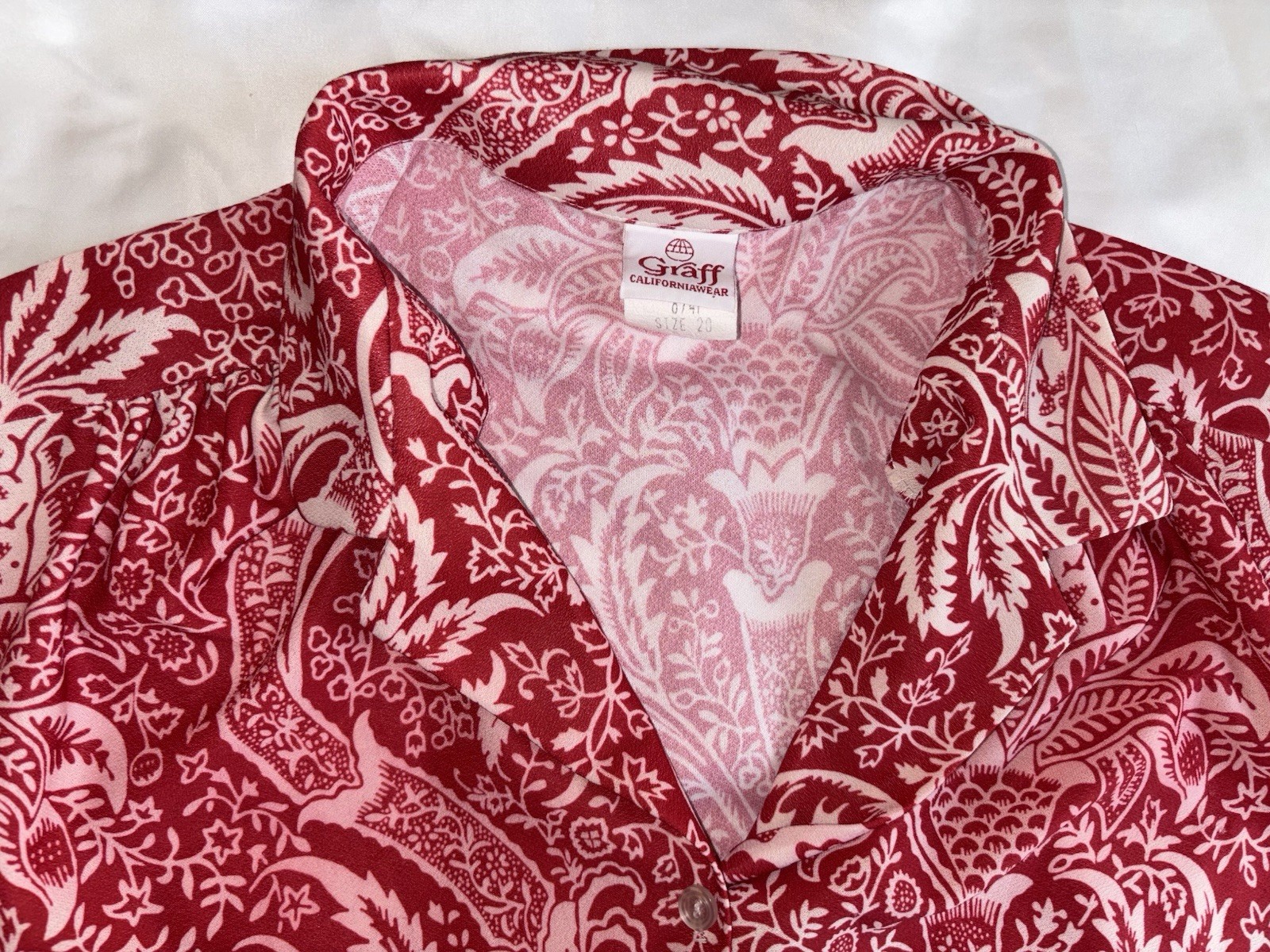 vintage GRAFF CALIFORNIA SPORTSWEAR shirt blouse Top 60’s Floral button up sz 20