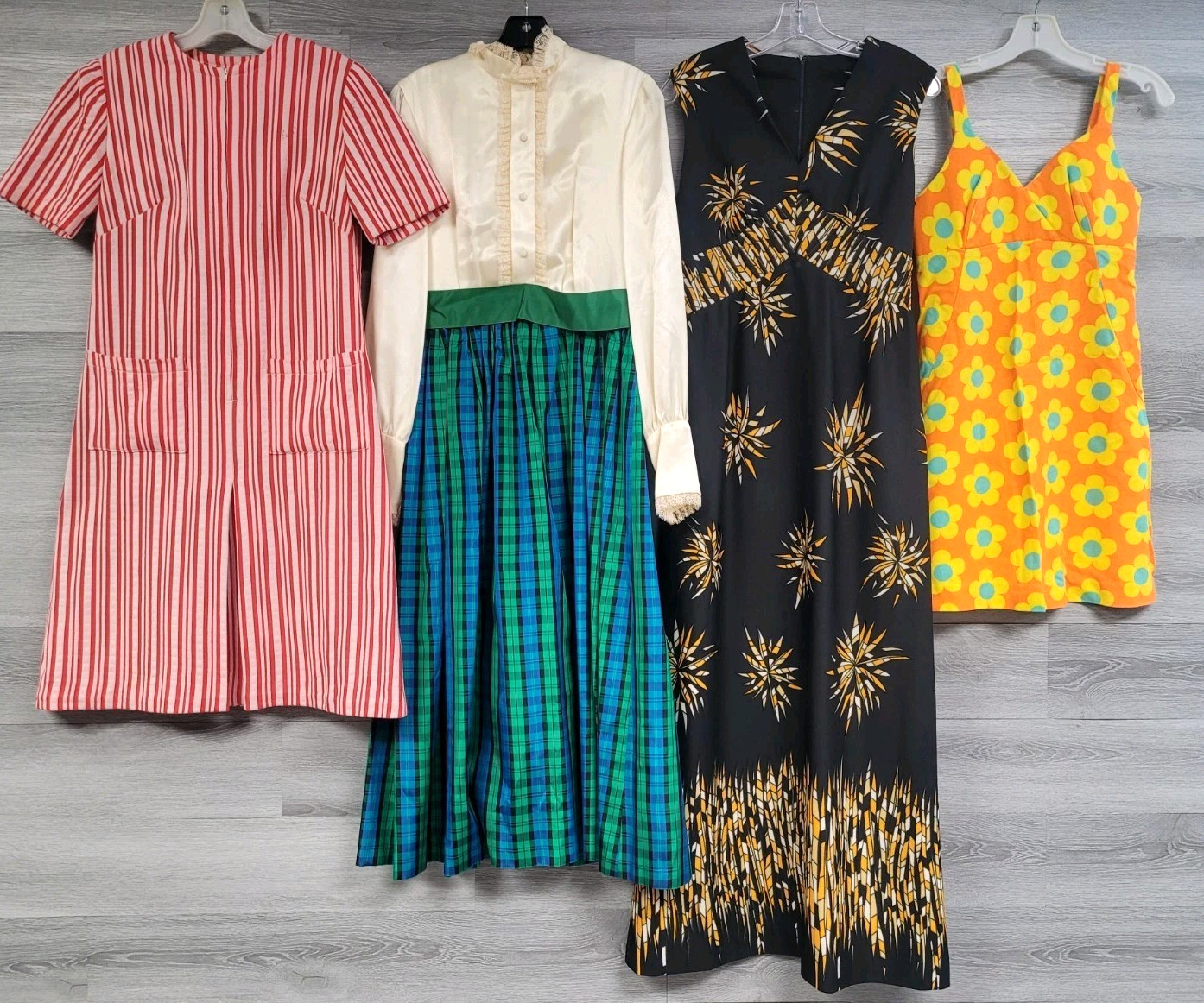 WOMENS LOT OF 22 VINTAGE DRESSES 60s 70s 80s BOHO HIPPIE LACE FLORAL MAXI MIDI