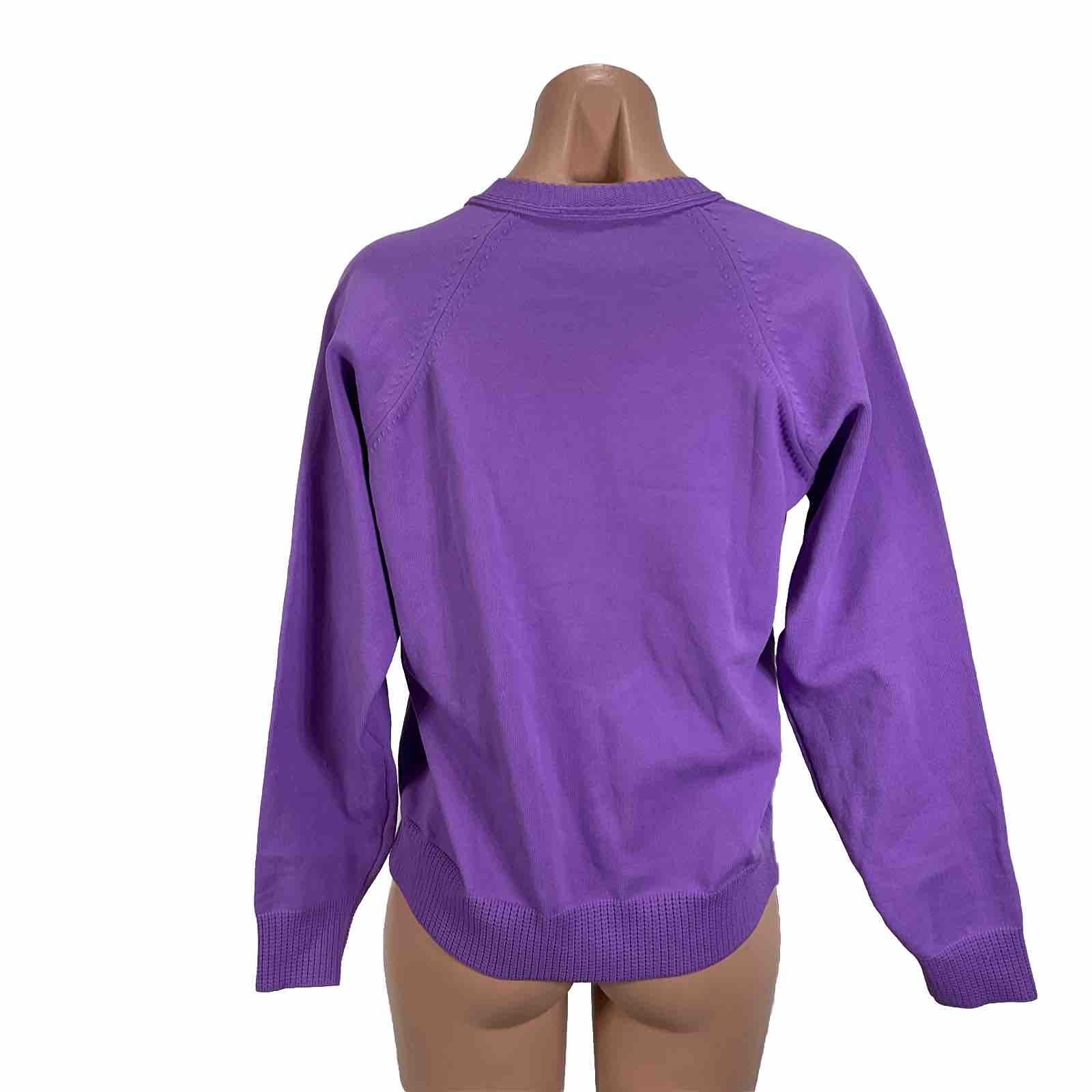 Vintage 1960s Knit Lilac Purple Embroidered Cardigan Sweater Grandma UK-36 US-M