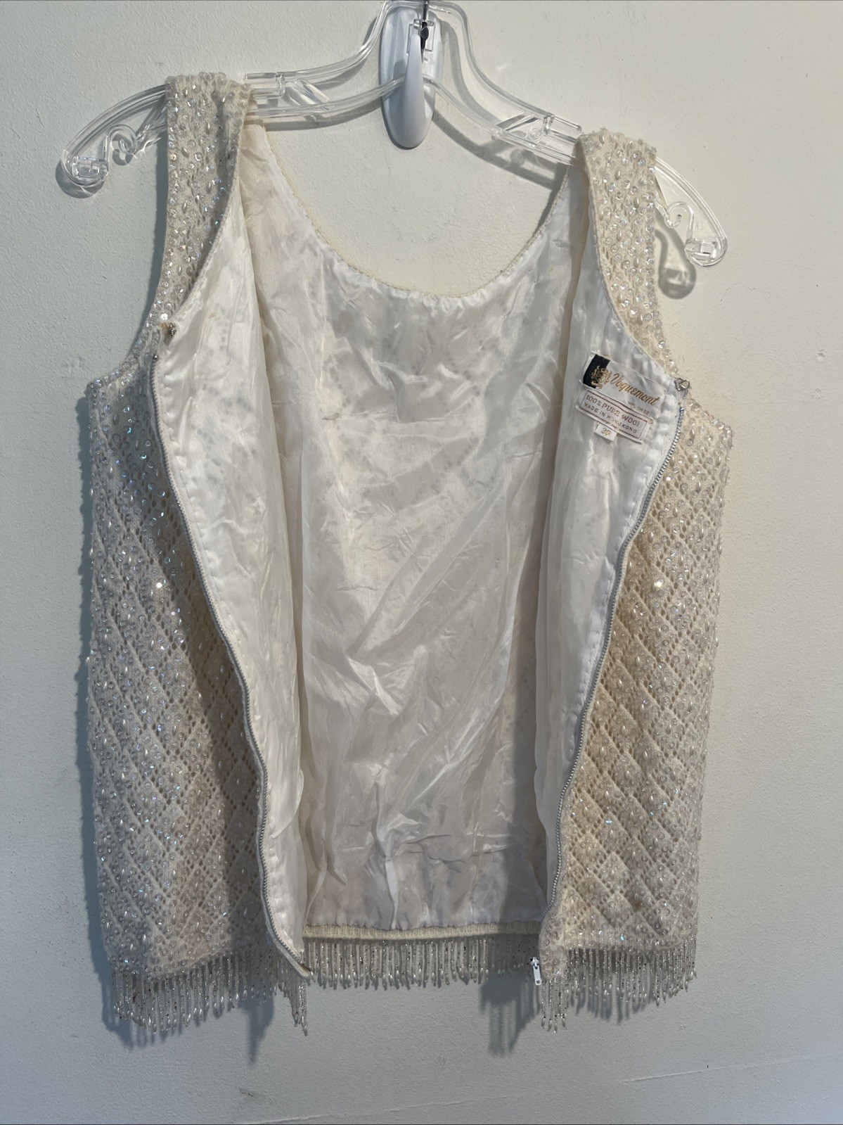 Vintage Voquemont 38 100% Pure Wool Handmade Sequin Top