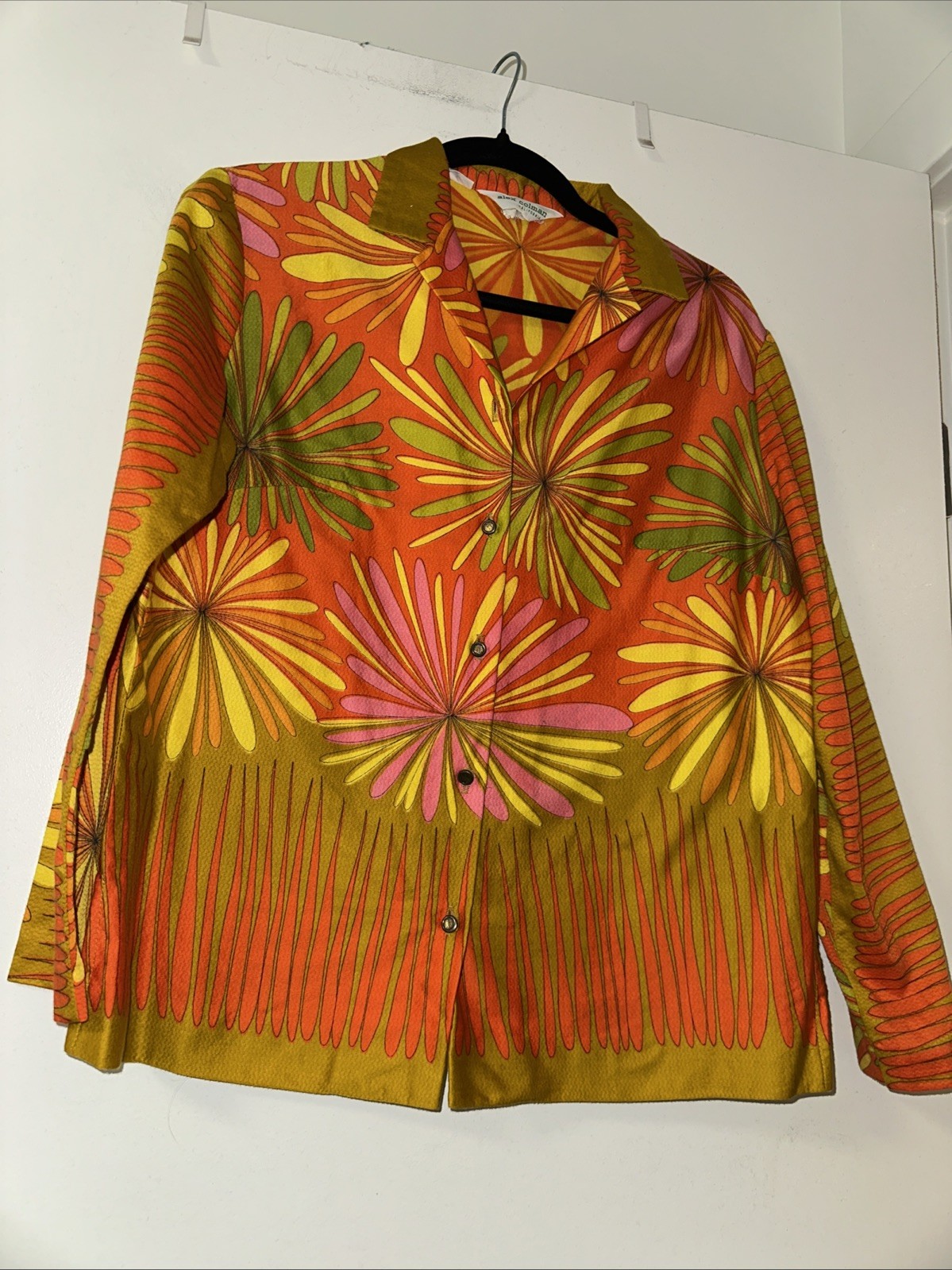 Vintage Alex Colman California Multicolor Blouse L 1 Missing Button