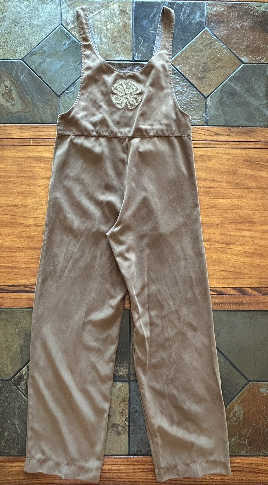 Vintage PEACOCK Embroidered Unique Handmade Bib Overall Boho Pants XS 28” Inseam