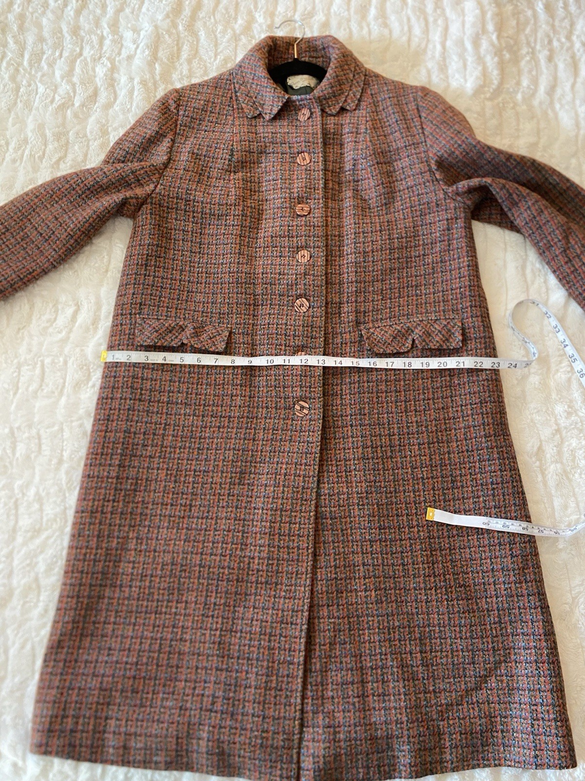 VTG Tar-Shire 1960’s Women’s Harris Tweed Wool Houndstooth Coat Size L XL EUC