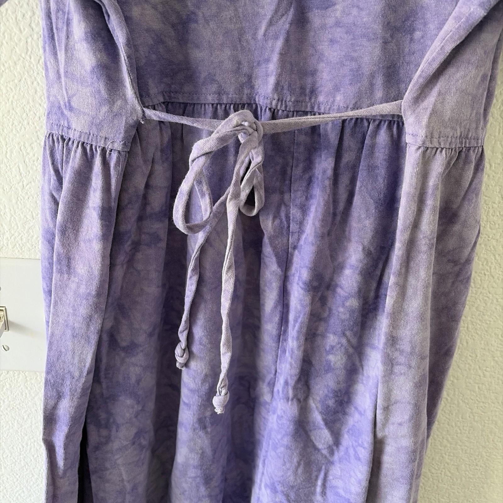 Vintage Cactus Bay by Lynée Tie-Dye Purple Flower Long Maxi T-Shirt Dress Size M