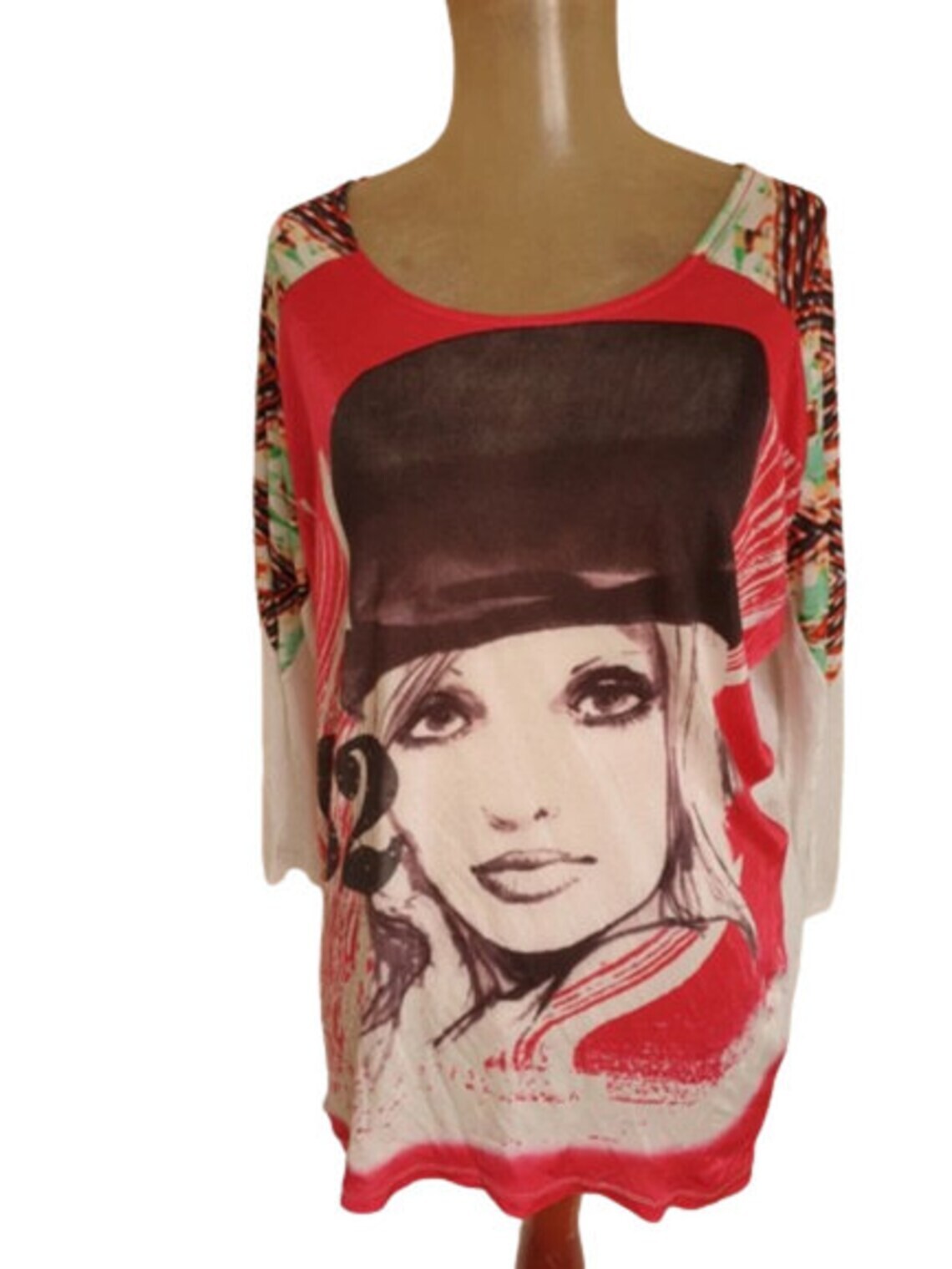 Vintage Y2K Custo Barcelona blouse with face print | Custo Barcelona Colorful