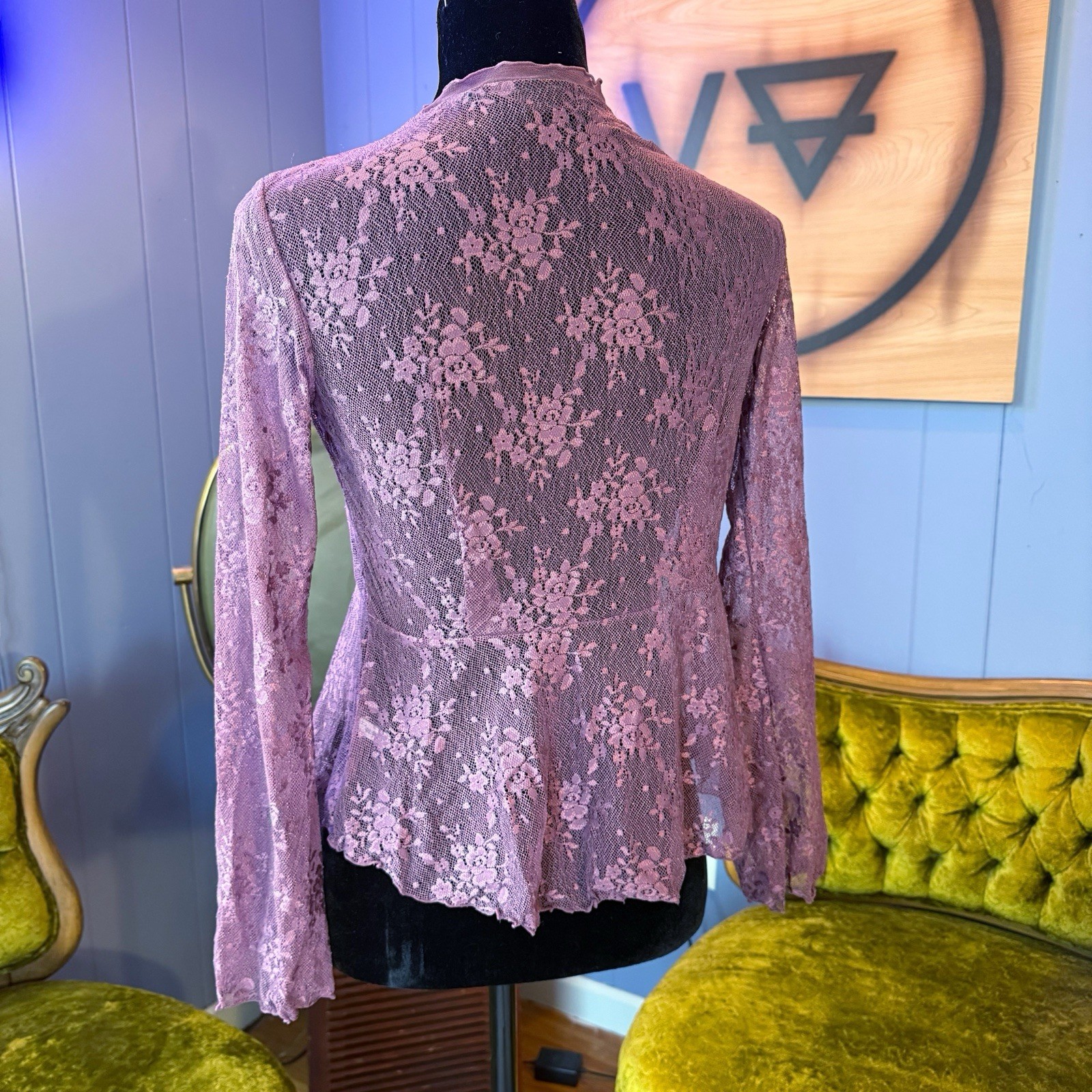 Vintage Y2K New York & Company Long Sleeve Sheer Mesh Witchy Cardigan XS