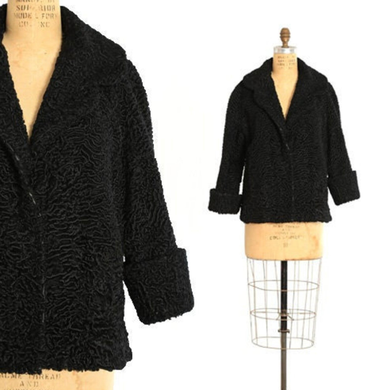 Vintage 1940s black Persian curly Lamb fur coat