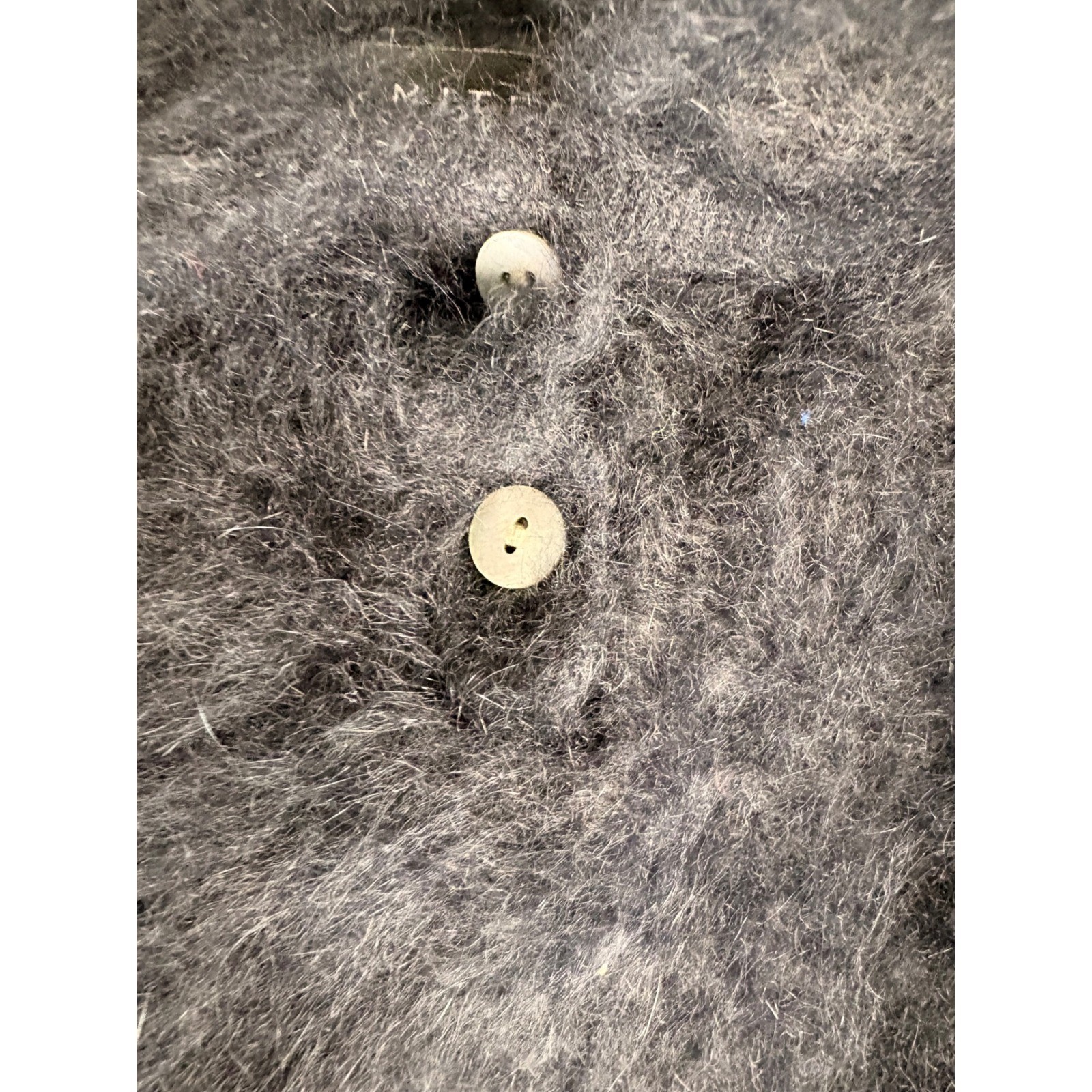 The Limited Vintage Black Angora Rabbit Hair Fuzzy Short Sleeve Polo Sweater M