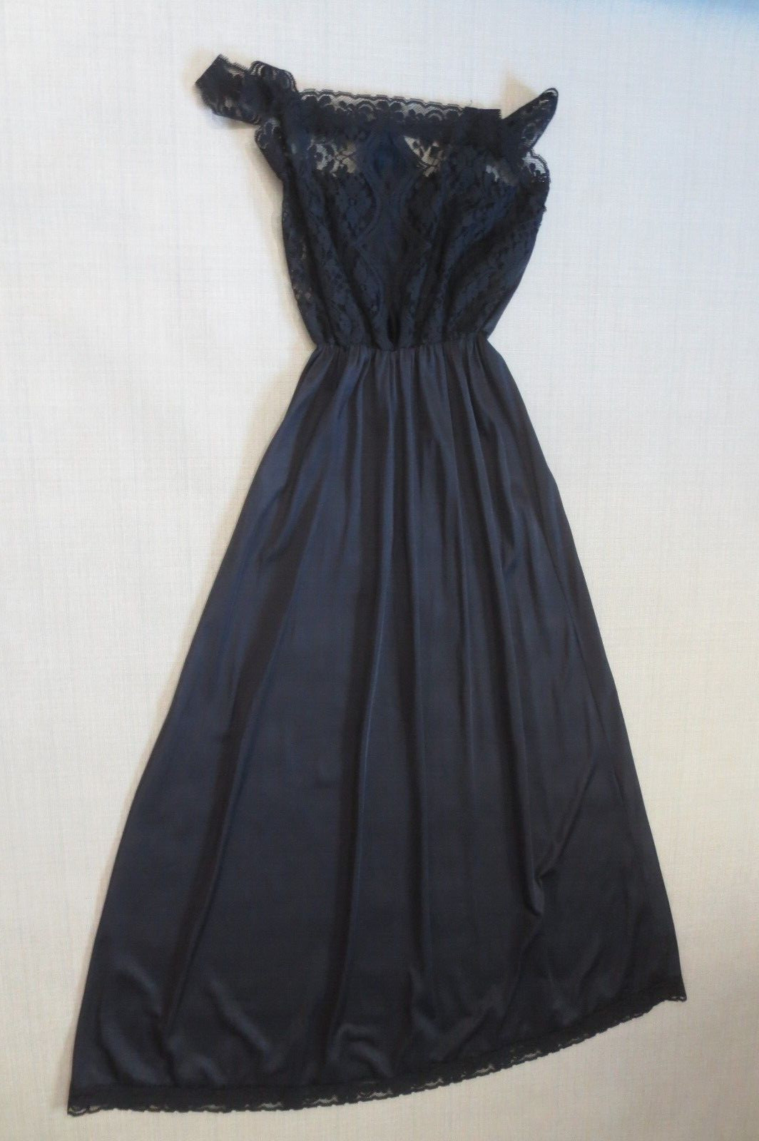 Vtg Jenelle Of California 2 Pc Sexy Black Peignoir Nightgown & Robe Small