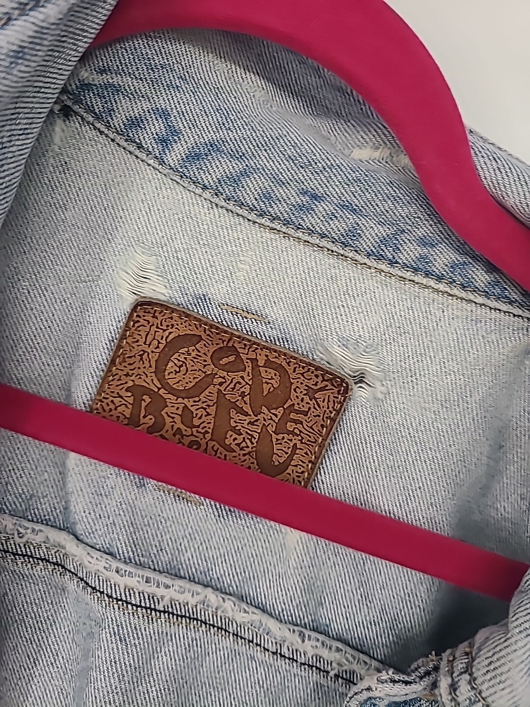 Vintage Code Bleu Light Wash Denim Distressed Jean Jacket XL Retro 80s 90s