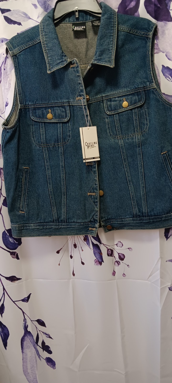 Vintage 90’s Crossing Pointe Womens’ Button Down Denim Vest, Size Lg