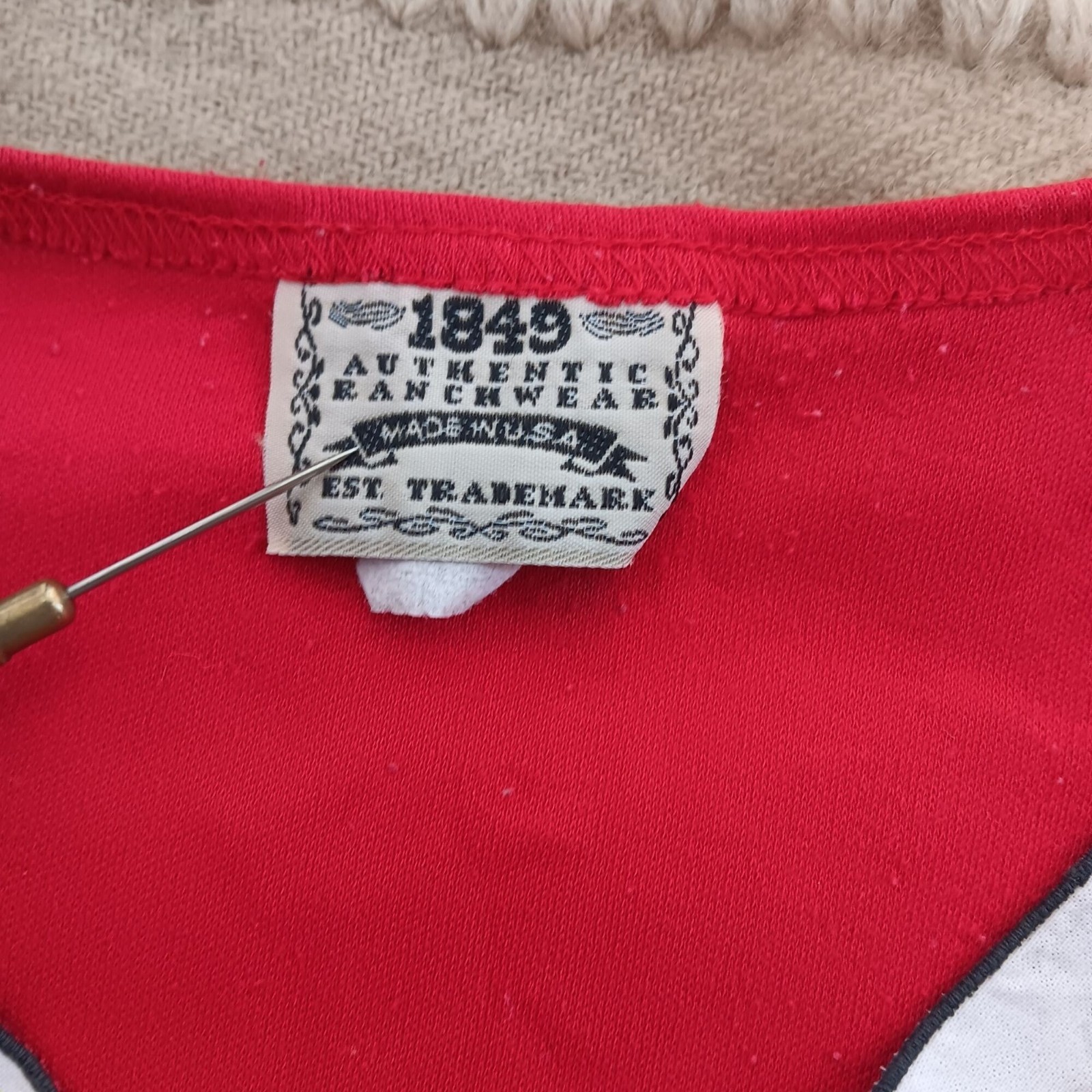 Medium Vintage Top 1980’s 1849 Authentic Ranchwear Red Western Shirt Feathers