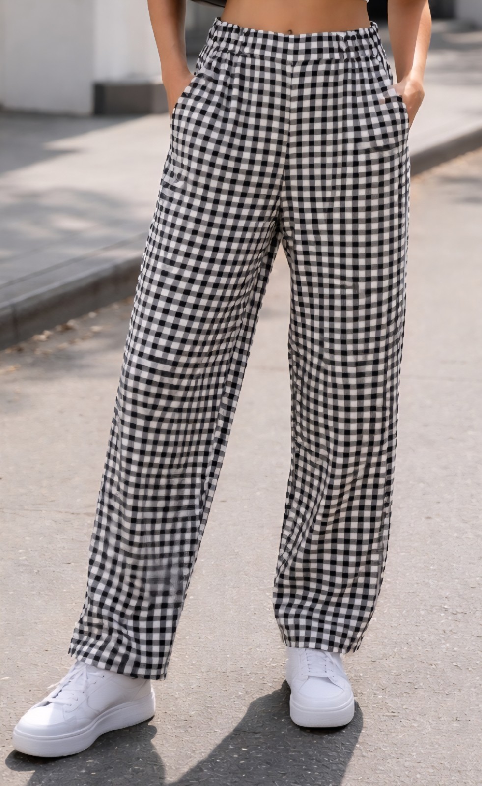 Vintage Ollie New York City Fashion Designer Size 9 Black White Checkered Pants