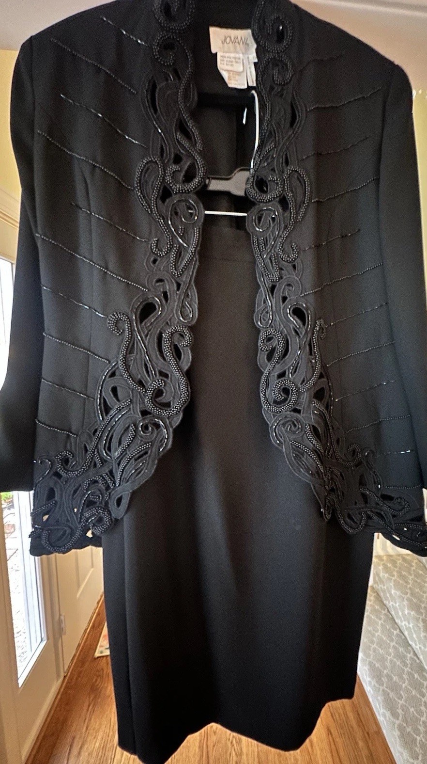 Vintage Jovani Dress Suit Size 12 Beaded Black Jacket / Skirt Evening Set Rare