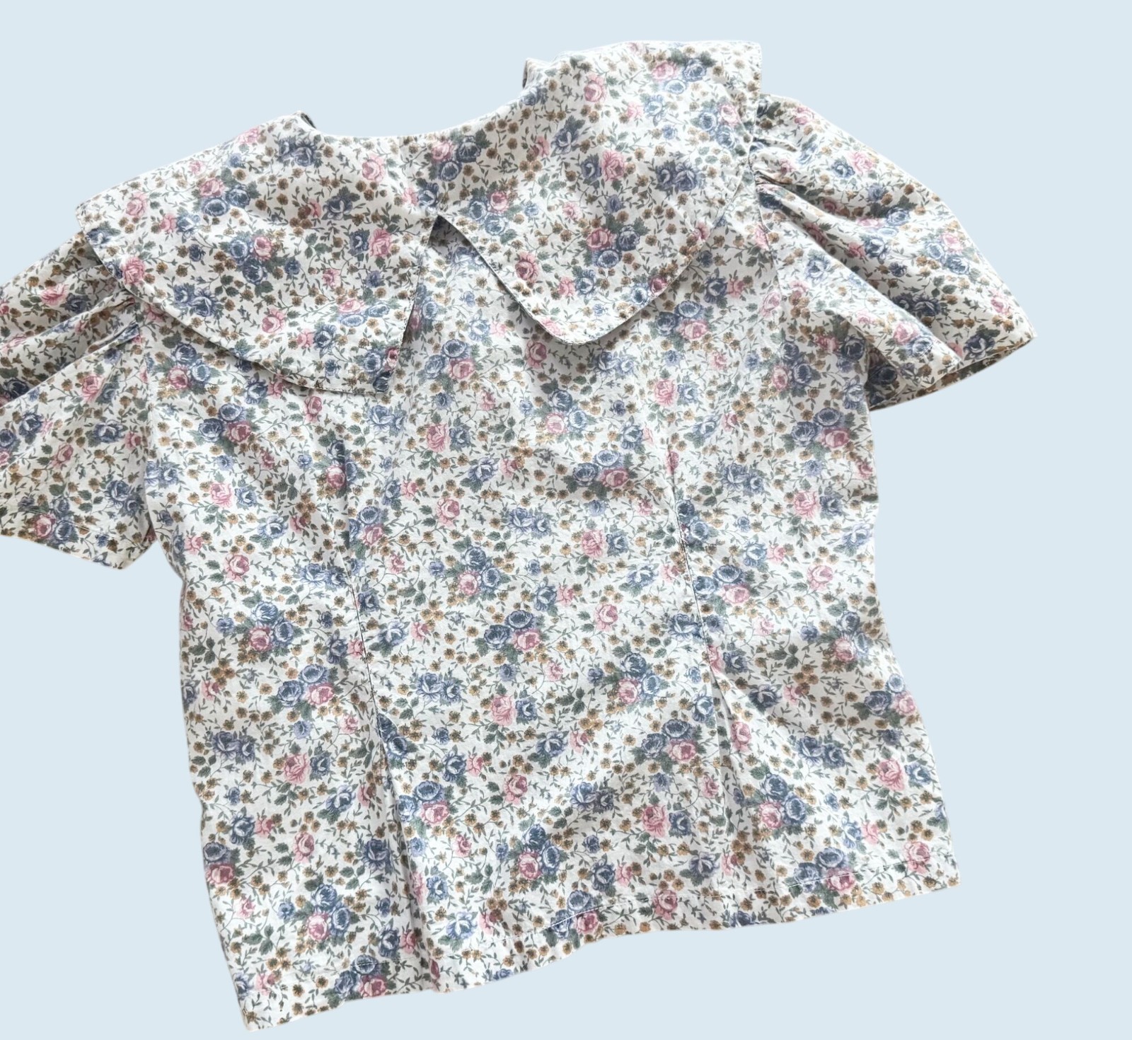 Vintage BONJOUR Floral Peter Pan Collar Blouse Top 1980s Size Small