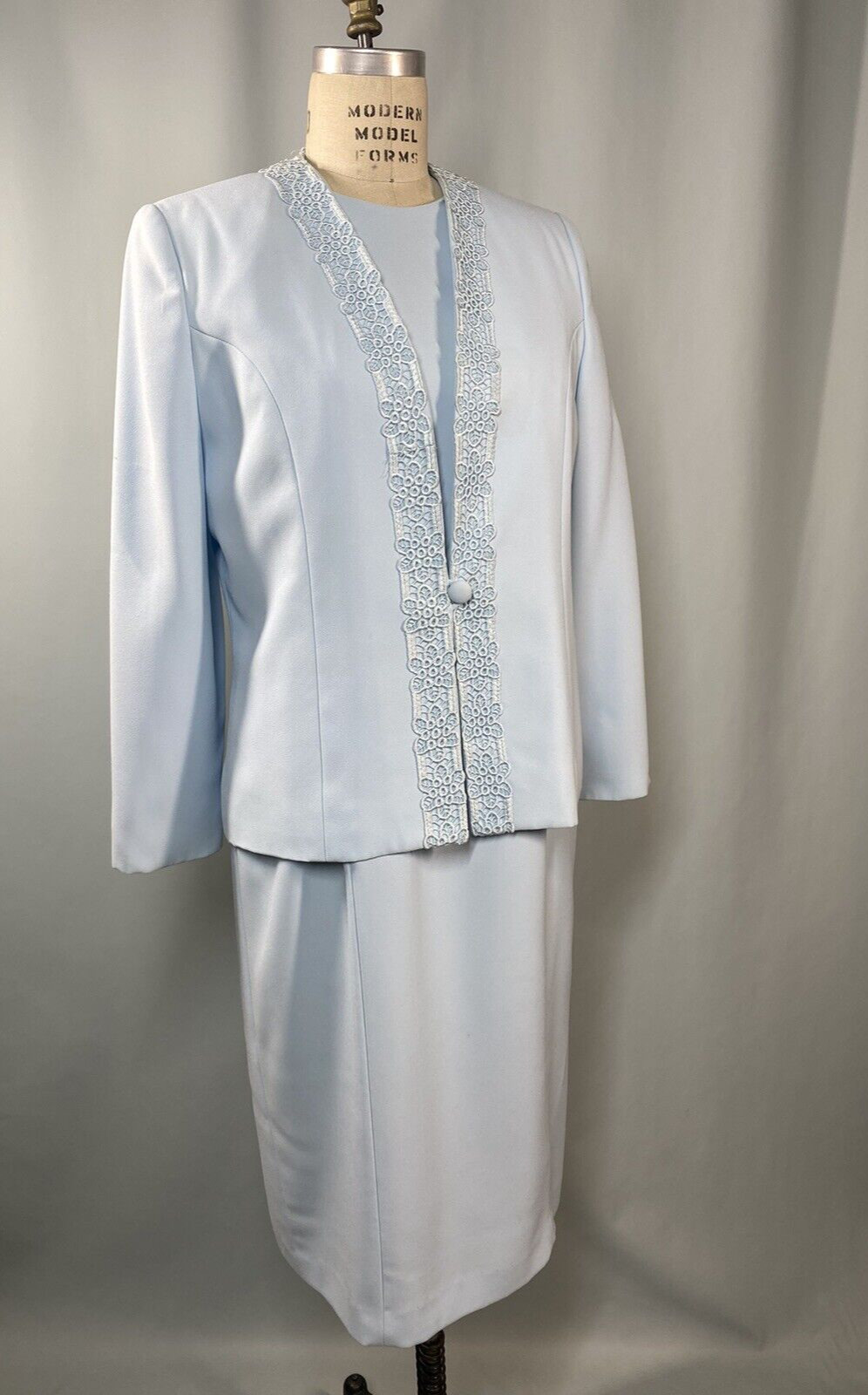 Vintage two piece Jacket & Dress SIZE 8 blue sheath HENRY LEE 60s 70s 80s 90s