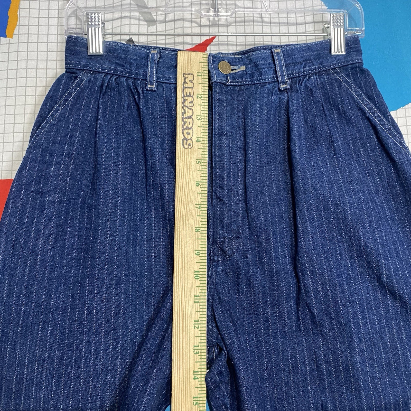 Vintage 70s Lee Jeans Pinstripe Pleated 27×29 High Waist Mom Talon Zipper USA