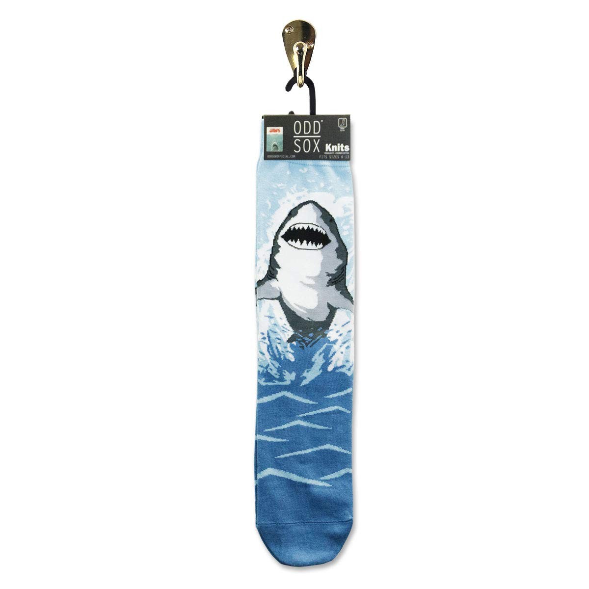 Odd Sox Men’s Great White Knit Crew Socks 6-13, Jaws