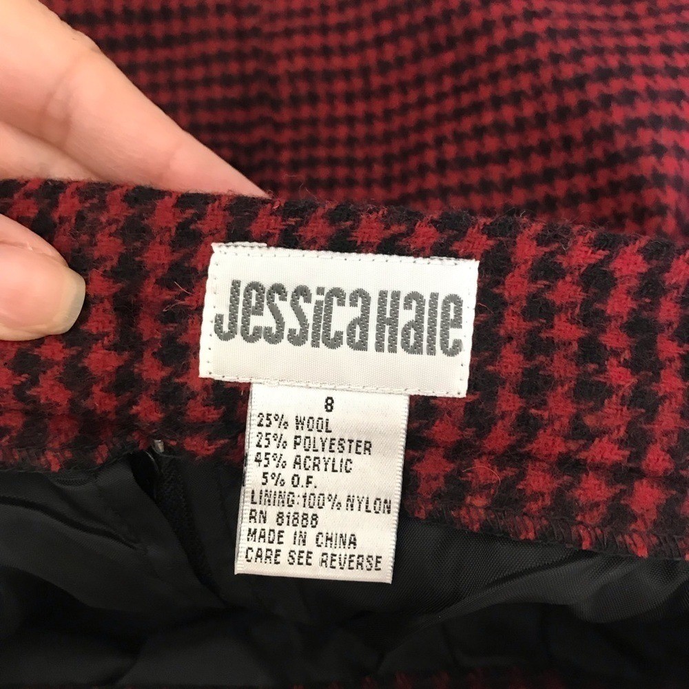 Vintage 80s Nordstrom Wool Houndstooth Pencil Skirt 8 (Runs Small) Dark Academia