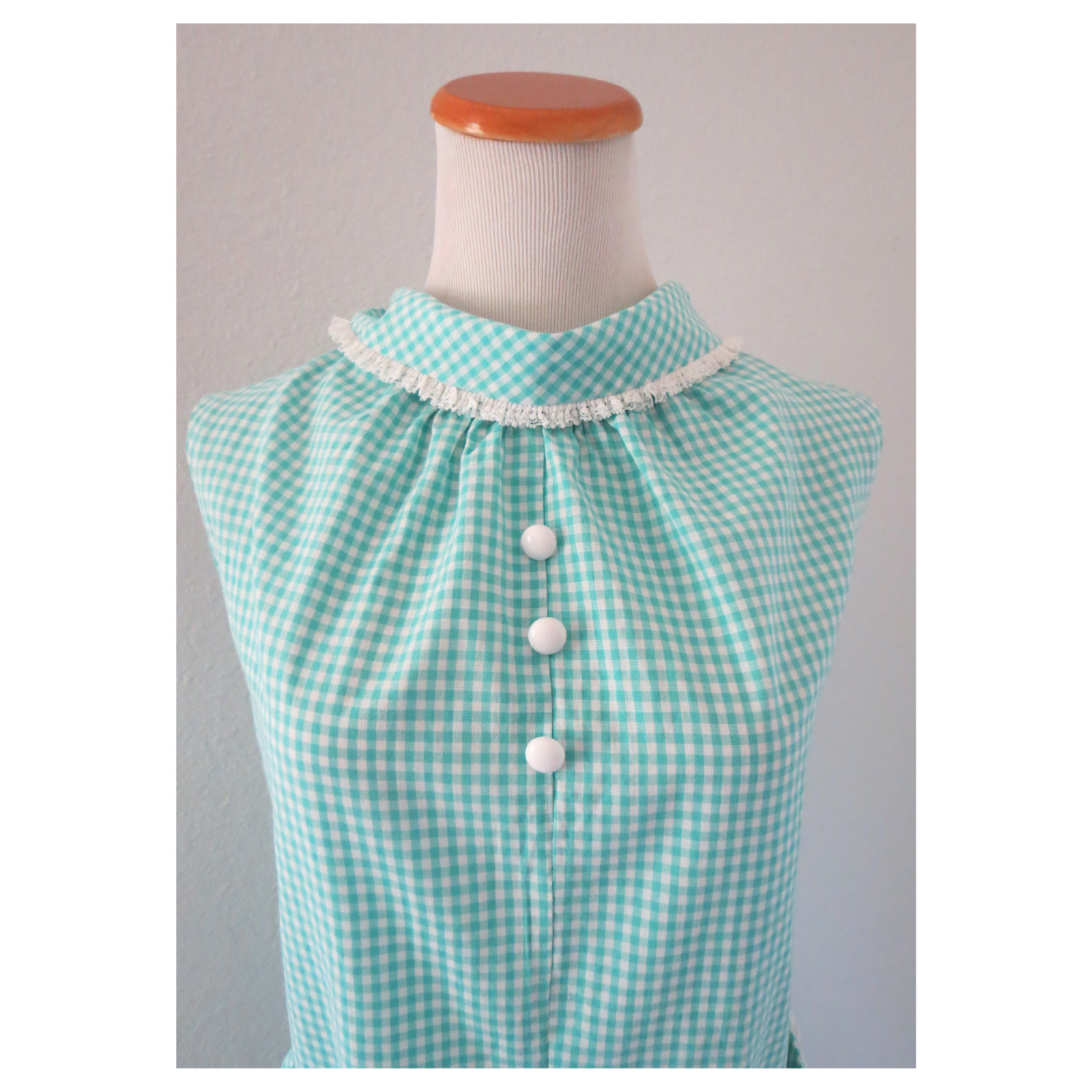 Vintage 60s Gingham Print Romper – Mod Retro Cotton Playsuit – Size Large