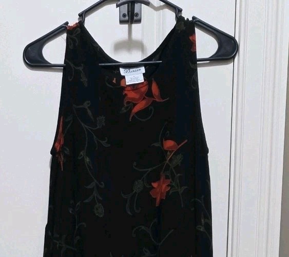 Vintage Darian Women Sz 6 Black Red Floral Dress